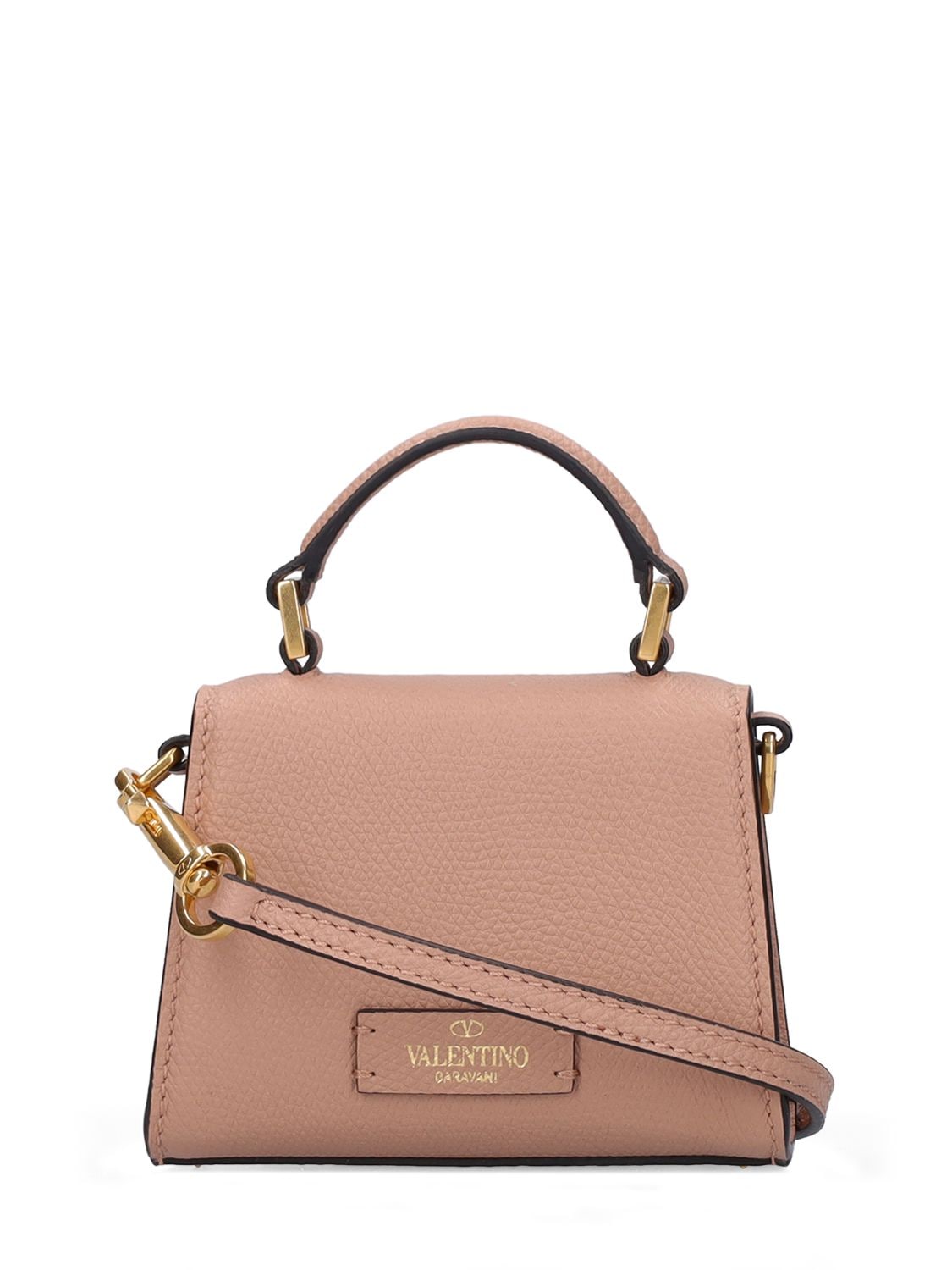 Shop Valentino Micro V Sling Grain Leather Shoulder Bag In Rose Cannelle
