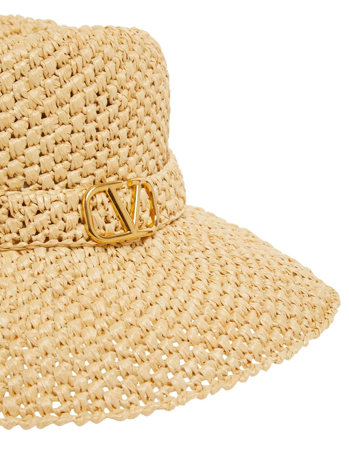 Shop Valentino V Logo Signature Straw Hat In Natural