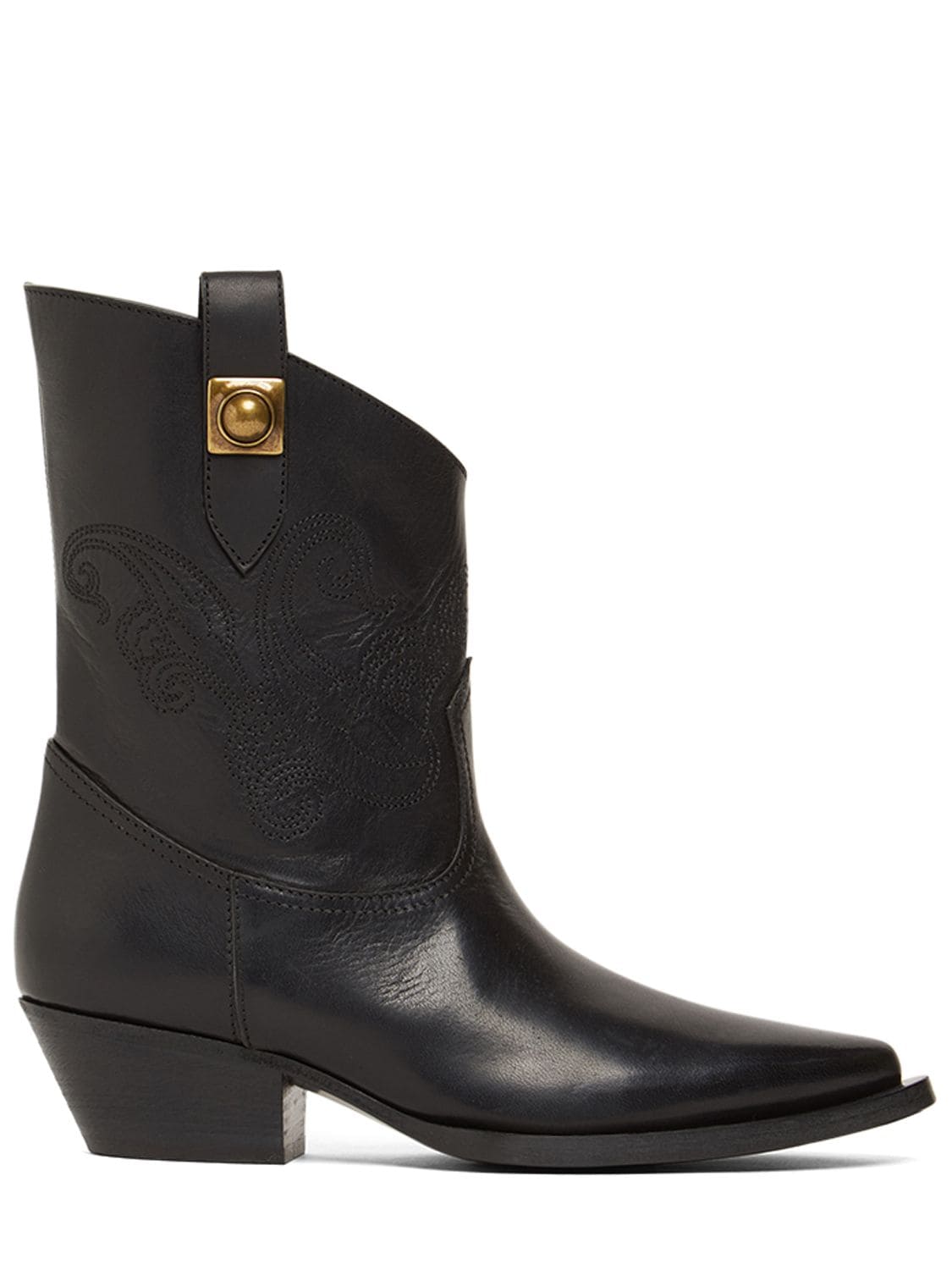 40mm Western Leather Ankle Boots