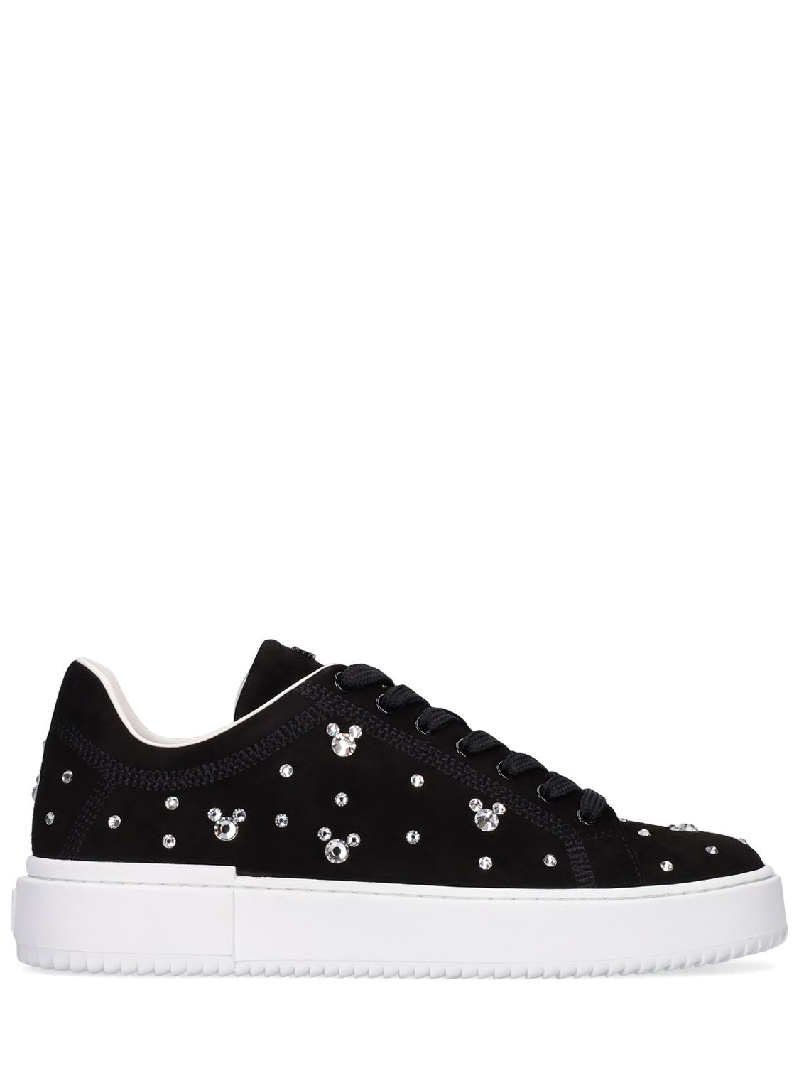 STUART WEITZMAN 45MM SUEDE & CRYSTAL SNEAKERS