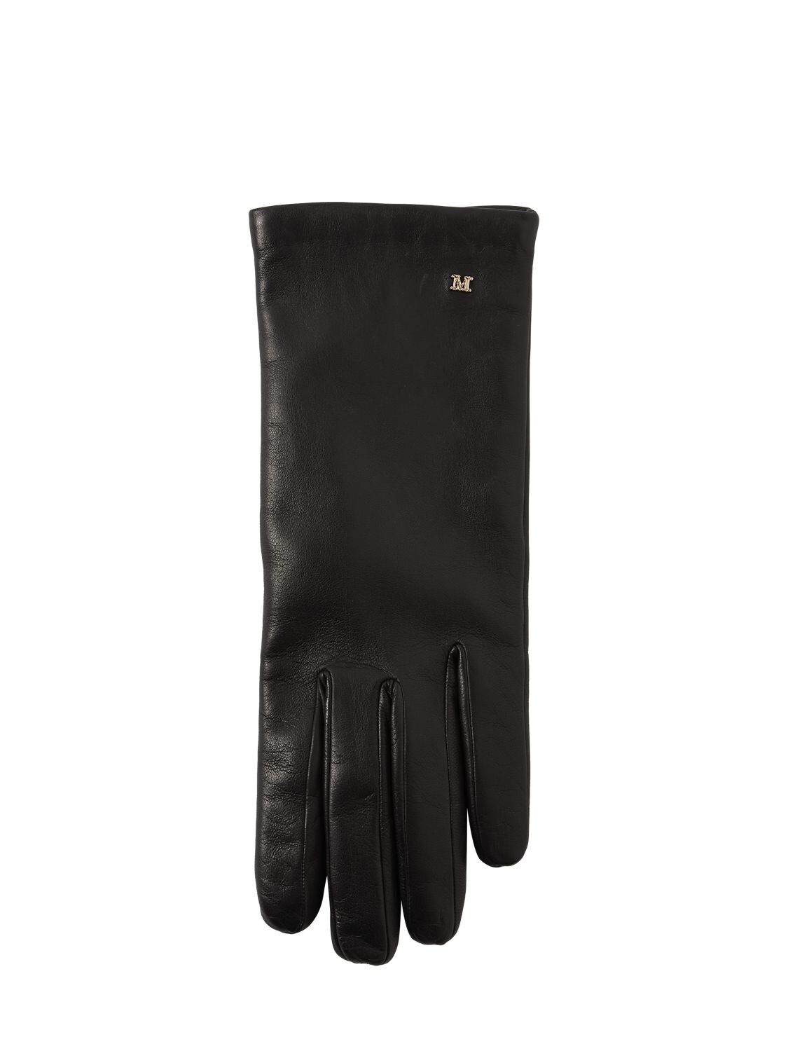 Shop Max Mara Spalato Smooth Leather Gloves In Black