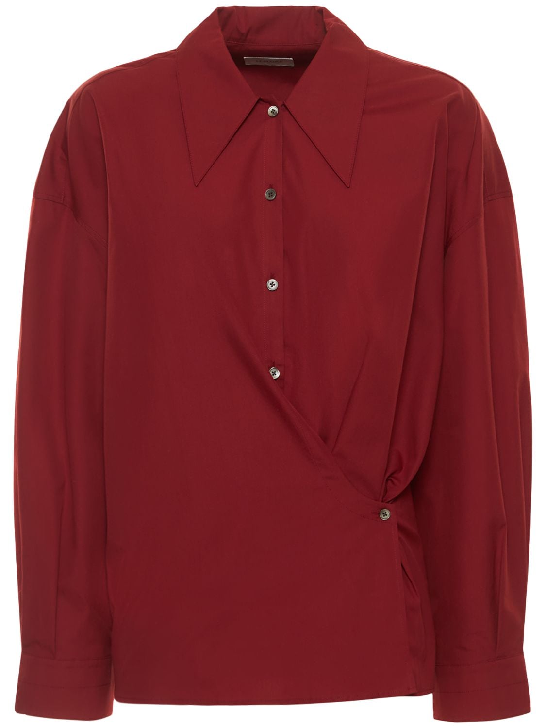 Lemaire Twisted Front Cotton-poplin Shirt In Burgundy