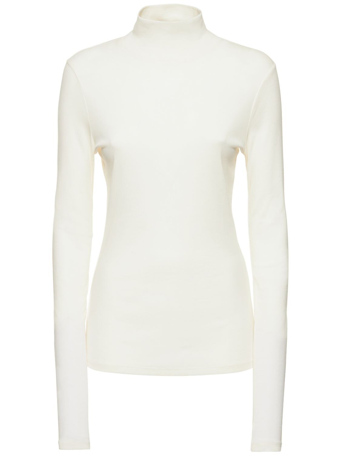 Lemaire Second Skin High Neck Cotton Top In White