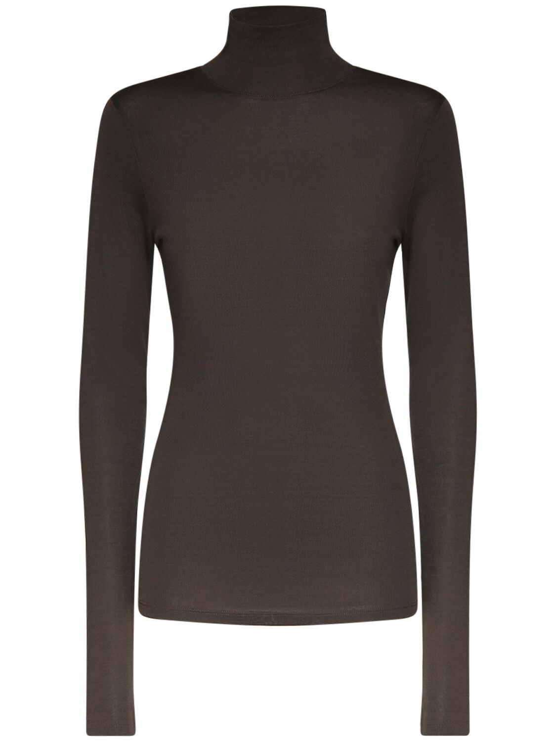 Lemaire Second Skin High Neck Cotton Top In Brown