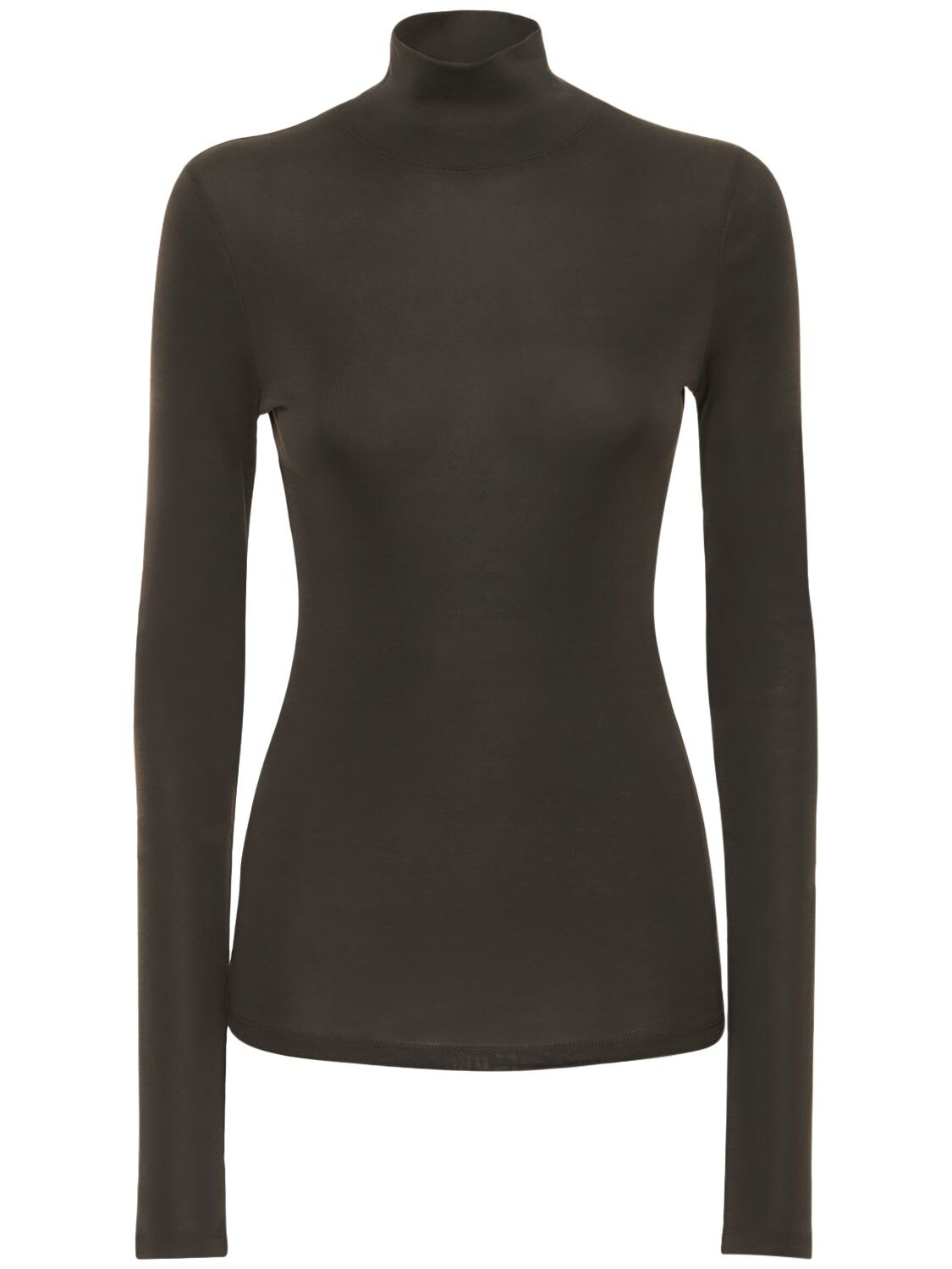 Lemaire Second Skin High Neck Cotton Top In Black