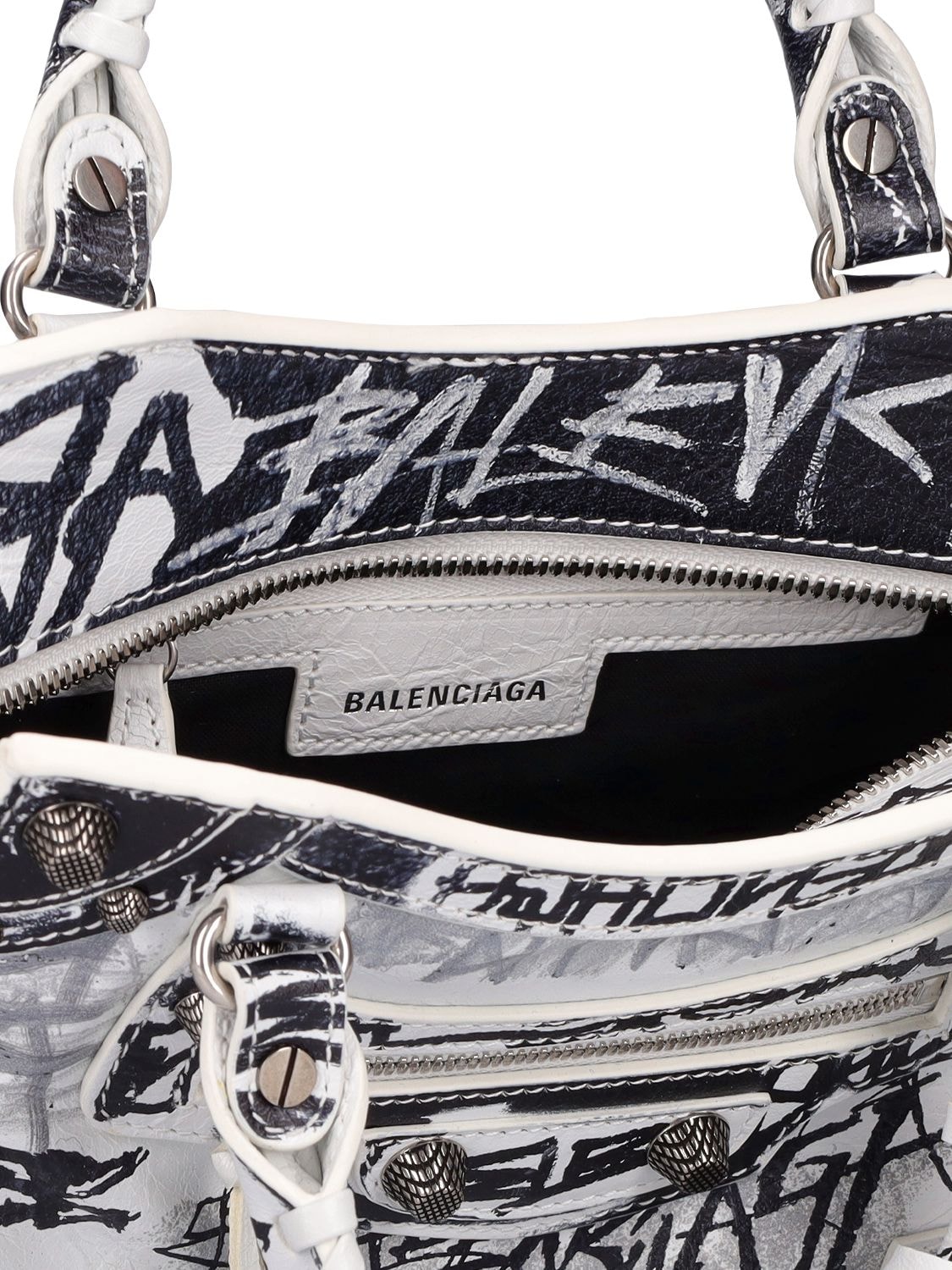 Shop Balenciaga Xs Neo Cagole Leather Shoulder Bag In Optic White