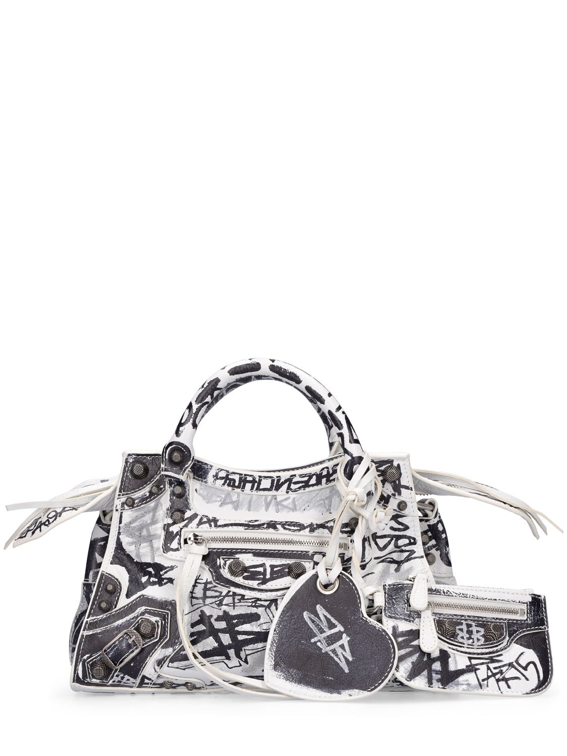 Balenciaga Xs Neo Cagole Leather Shoulder Bag In Optic White
