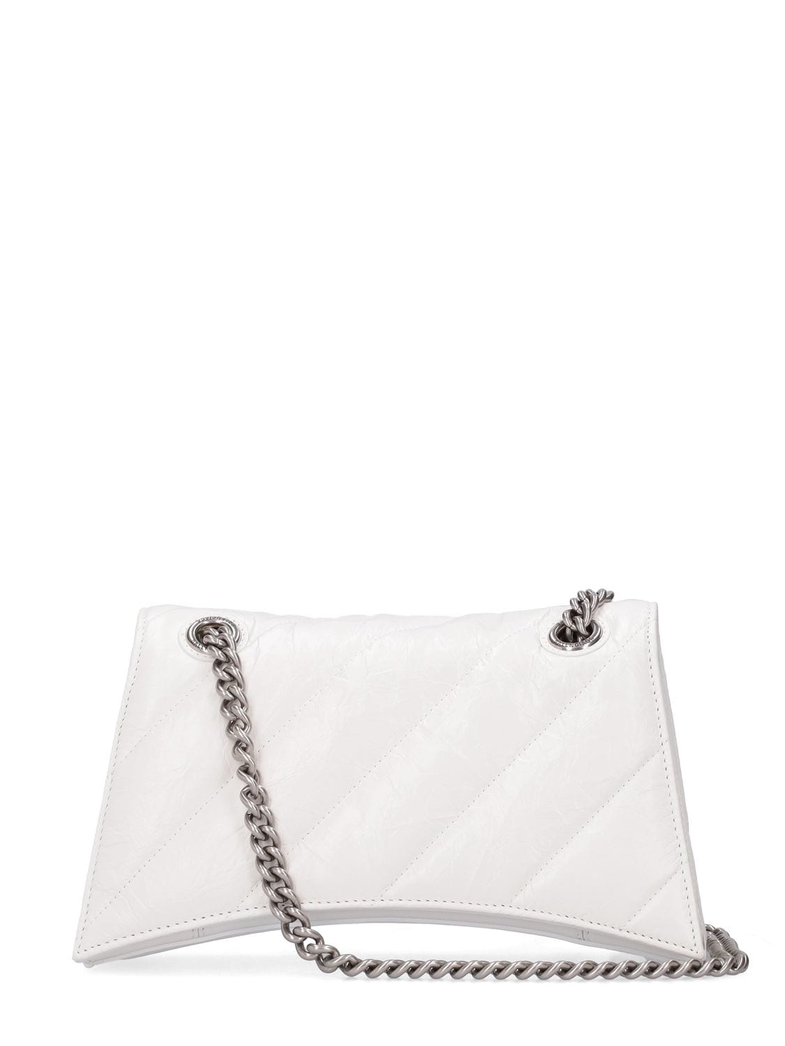 Shop Balenciaga Small Crush Chain Quilted Leather Bag In Optisches Weiss