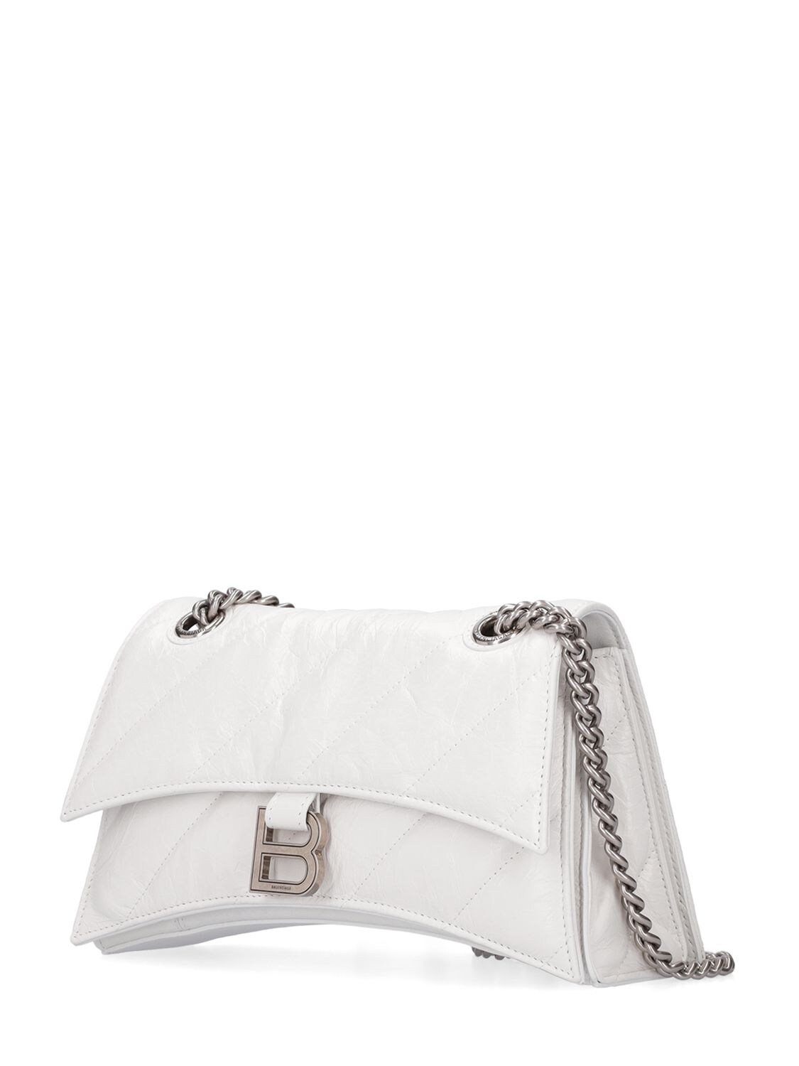 Shop Balenciaga Small Crush Chain Quilted Leather Bag In Optisches Weiss