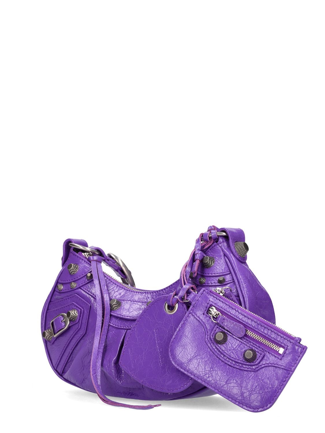 Shop Balenciaga Xs Le Cagole Leather Shoulder Bag In Purple