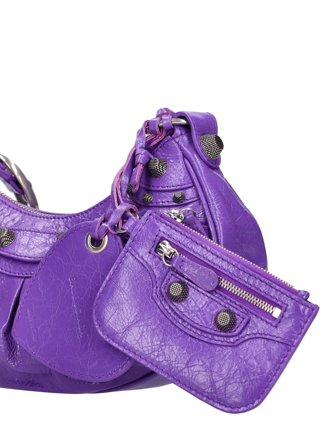 Shop Balenciaga Xs Le Cagole Leather Shoulder Bag In Purple