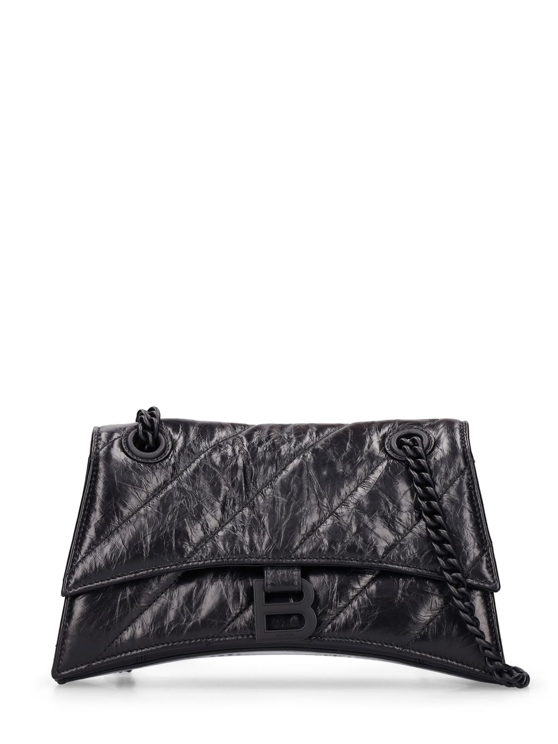 Balenciaga Small Crush Chain Quilted Leather Bag In Black