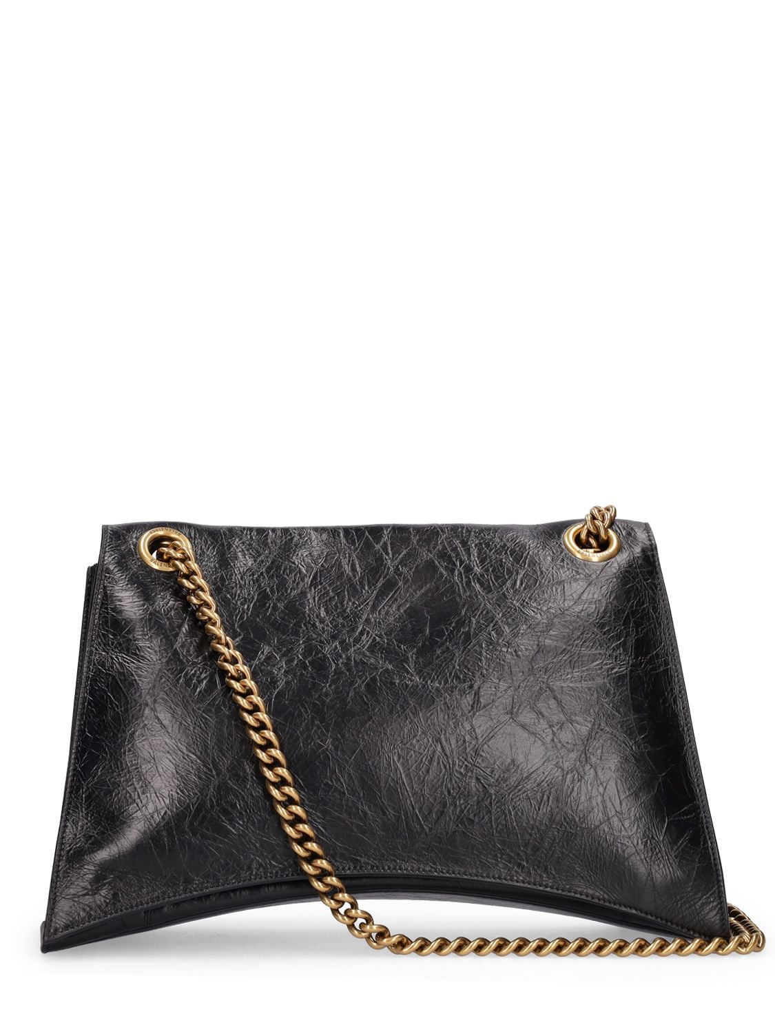 Shop Balenciaga Large Crush Chain Leather Shoulder Bag In Black