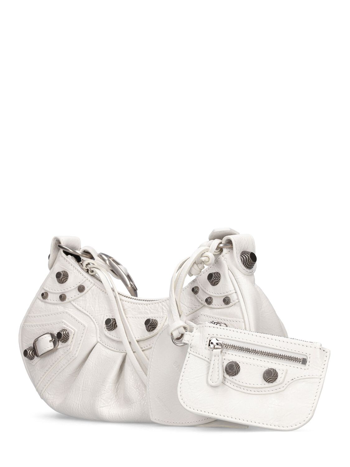 Shop Balenciaga Xs Le Cagole Leather Shoulder Bag In Optic White