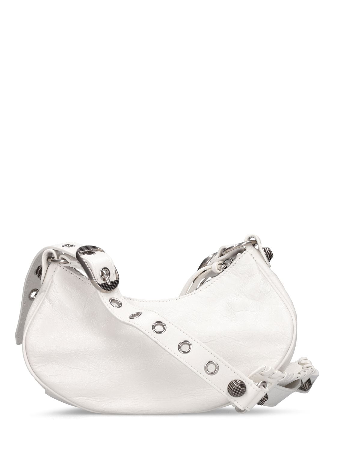 Shop Balenciaga Xs Le Cagole Leather Shoulder Bag In Optic White
