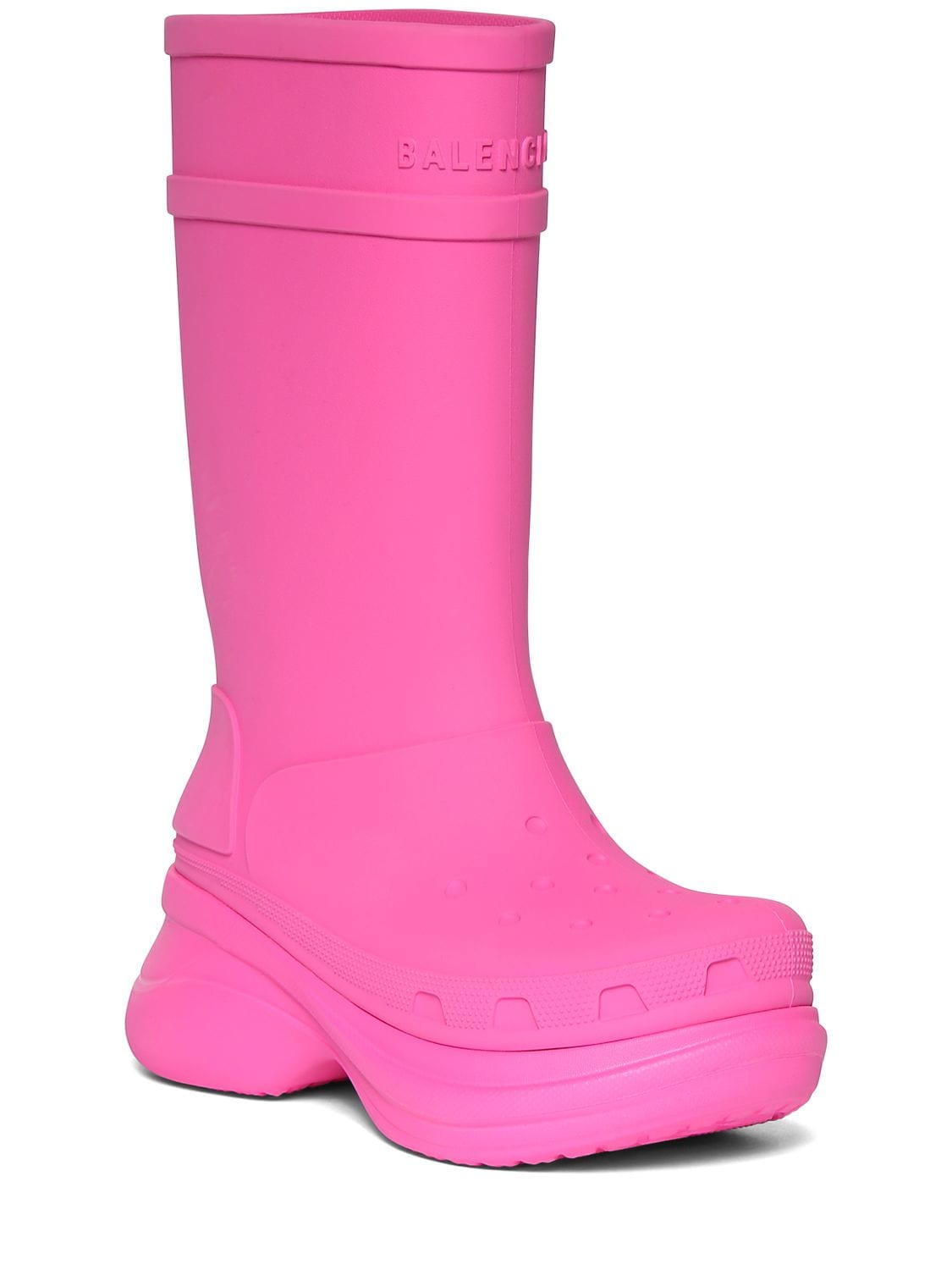 Shop Balenciaga 45mm Crocs Rubber Boots In Hot Pink