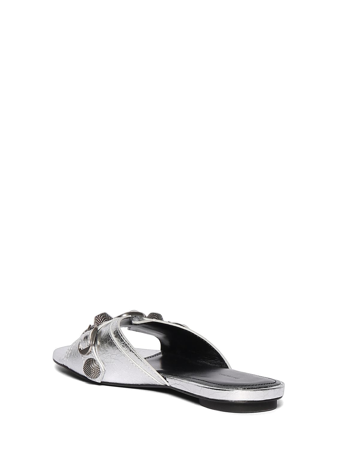 Shop Balenciaga 10mm Cagole Leather Sandals In Silver