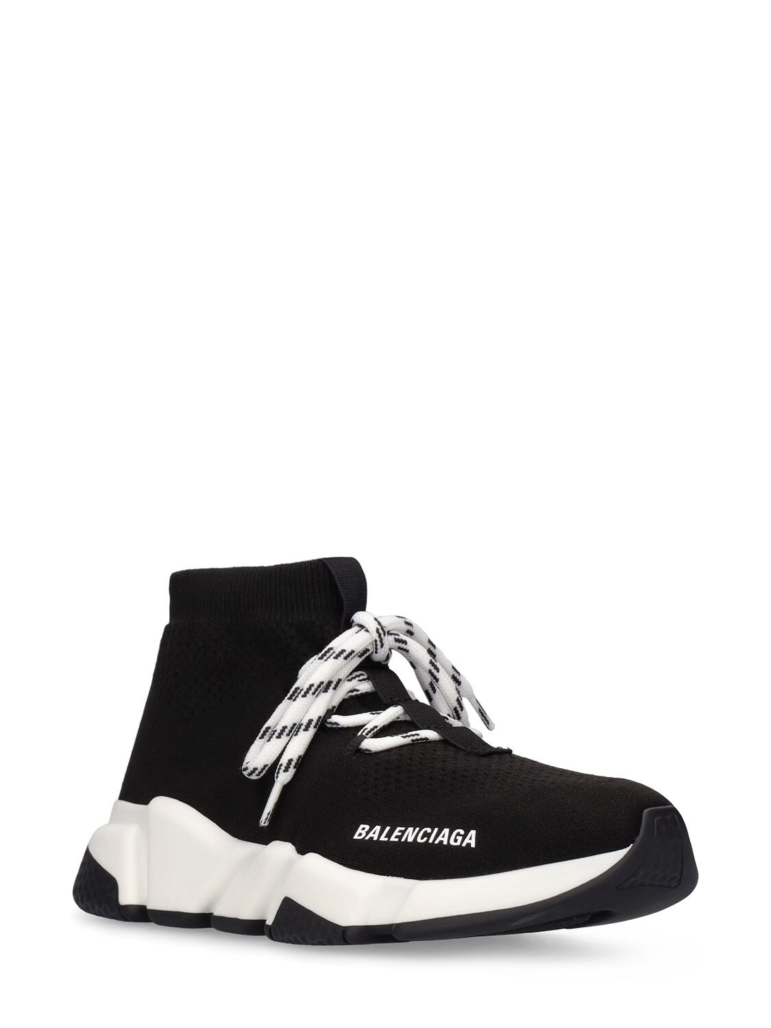 Shop Balenciaga 30mm Speed Knit Lace-up Sneakers In Black