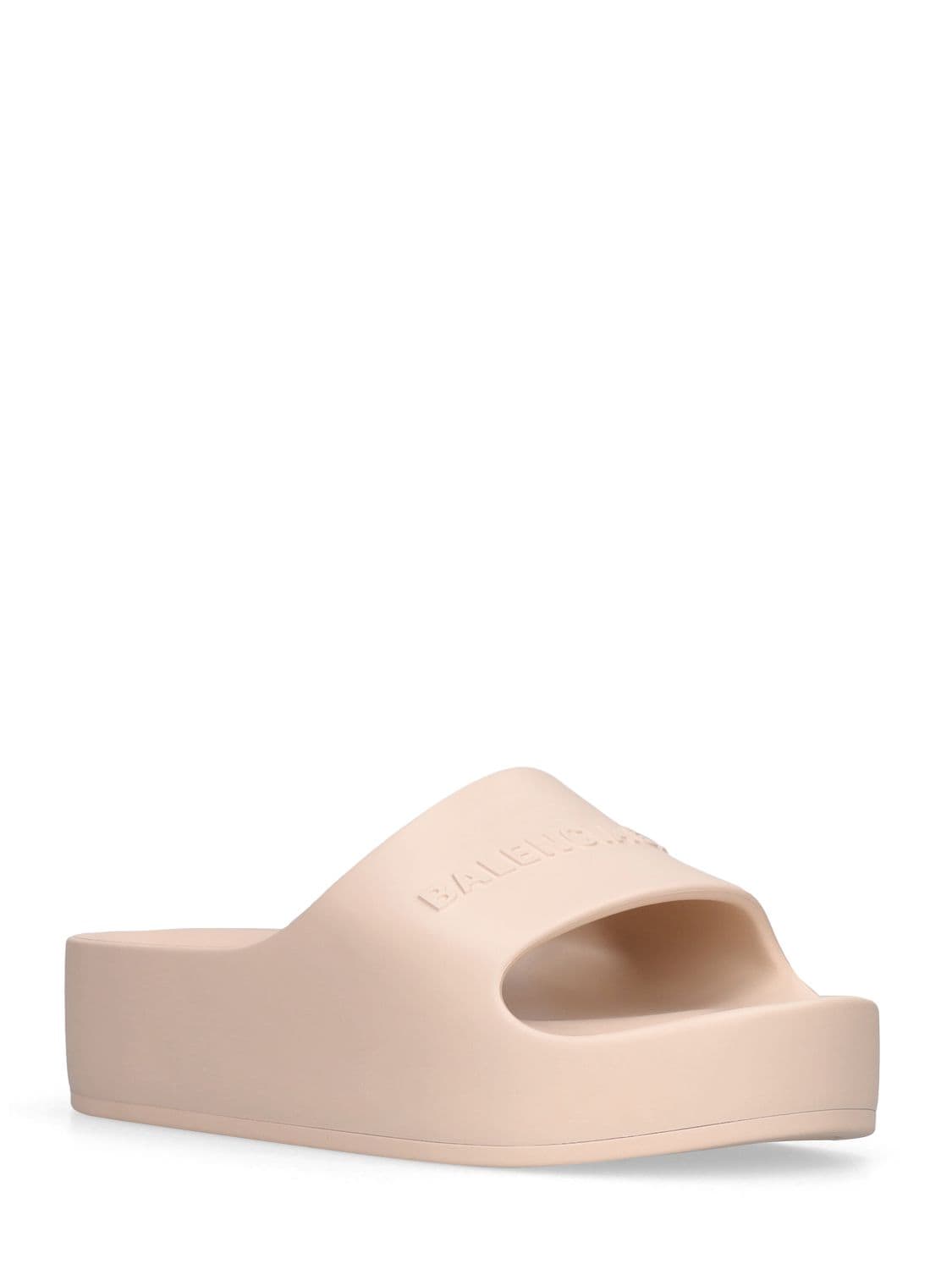 Shop Balenciaga 40mm Rubber Slide Sandals In Sand Beige