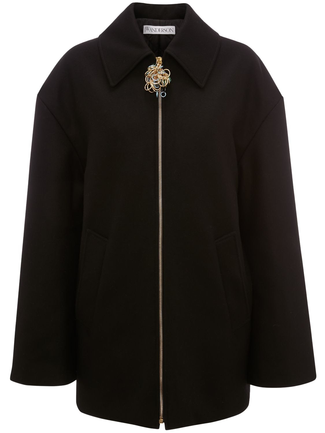 Jw Anderson Padded Wool Blend Short Coat In Black | ModeSens