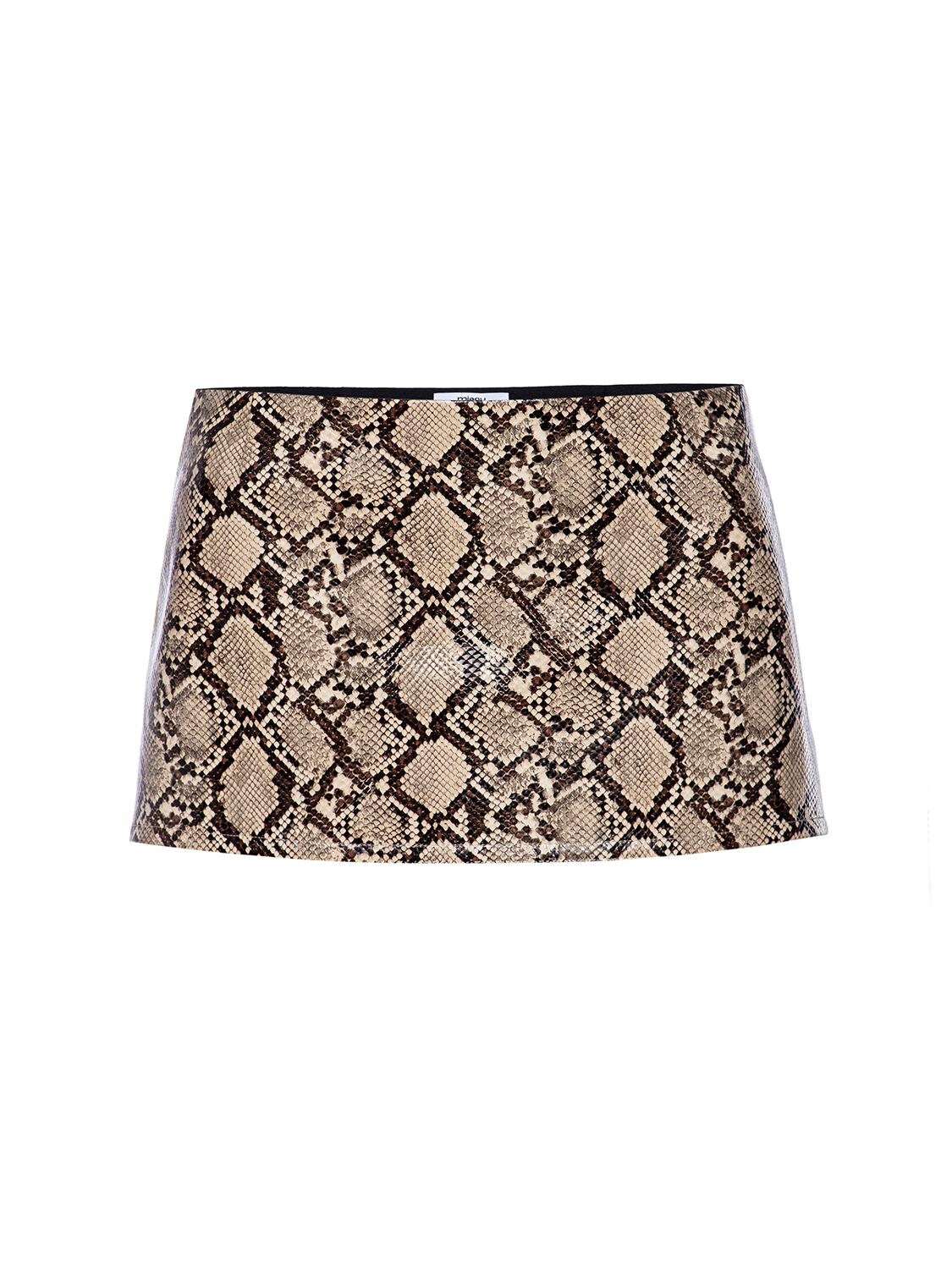 MIAOU FIG PRINTED FAUX LEATHER MINI SKIRT