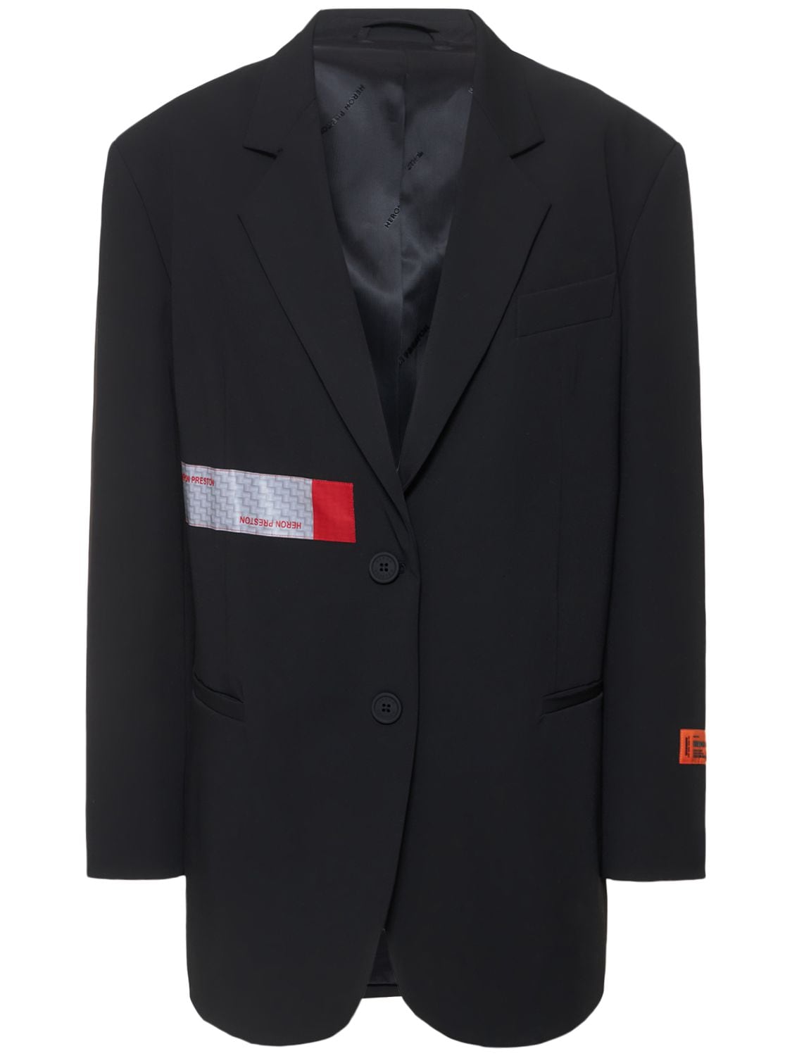 Shop Heron Preston Logo Tape Tailored Viscose Blend Blazer In Black