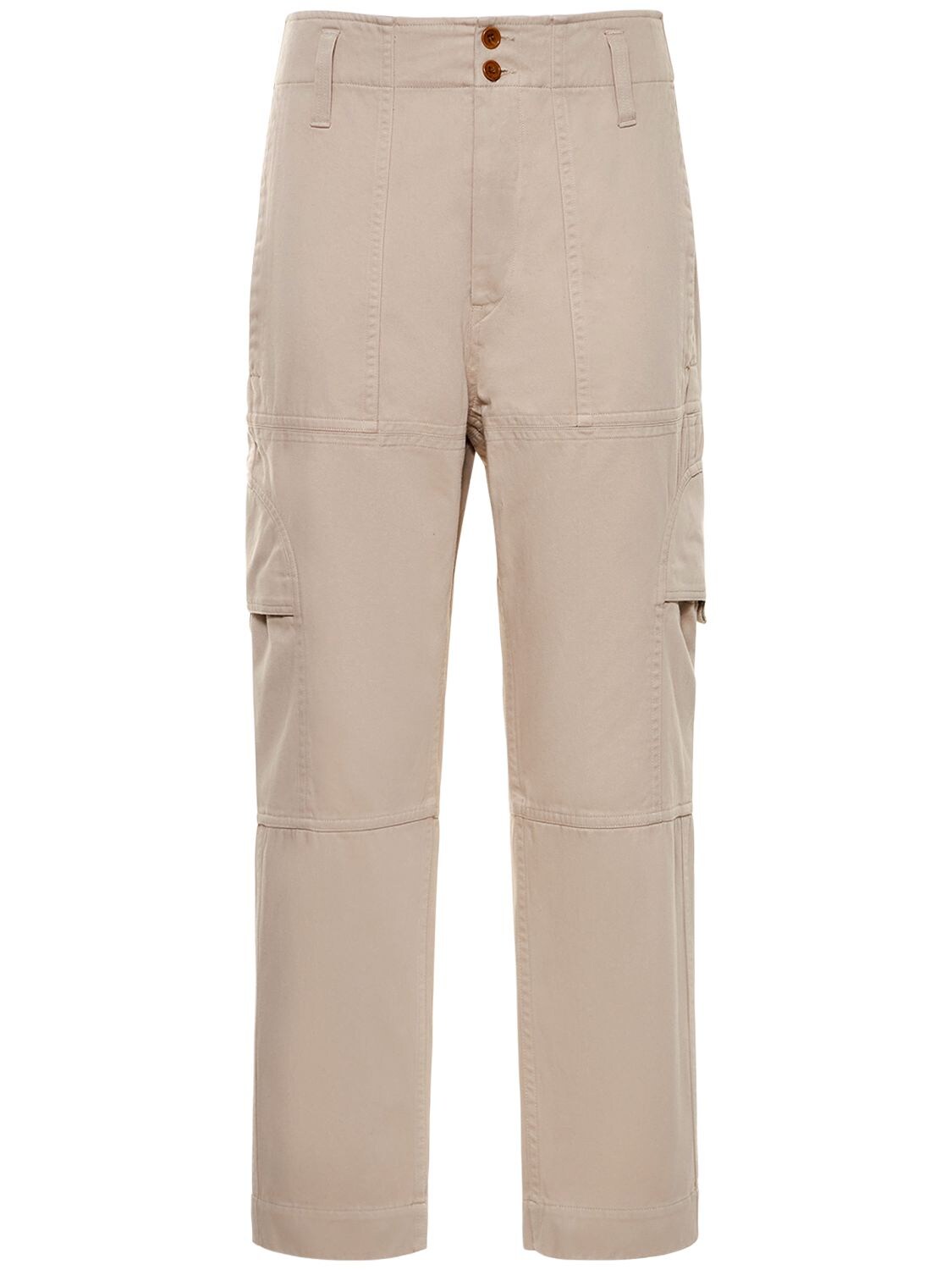 Isabel Marant Cotton Woven Wide Leg Cargo Pants In Ecru | ModeSens