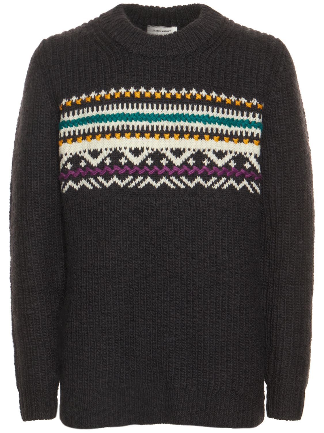 Crafty Intarsia Wool Blend Knit Sweater