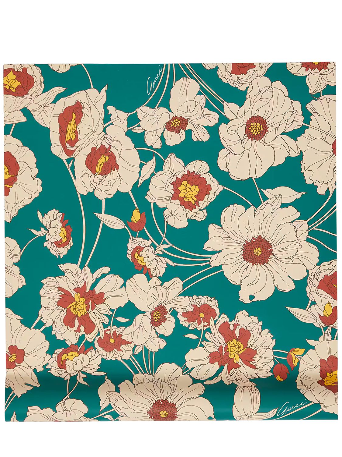 Gucci Two Tone Flower Printed Wallpaper In Green,pink Prin | ModeSens