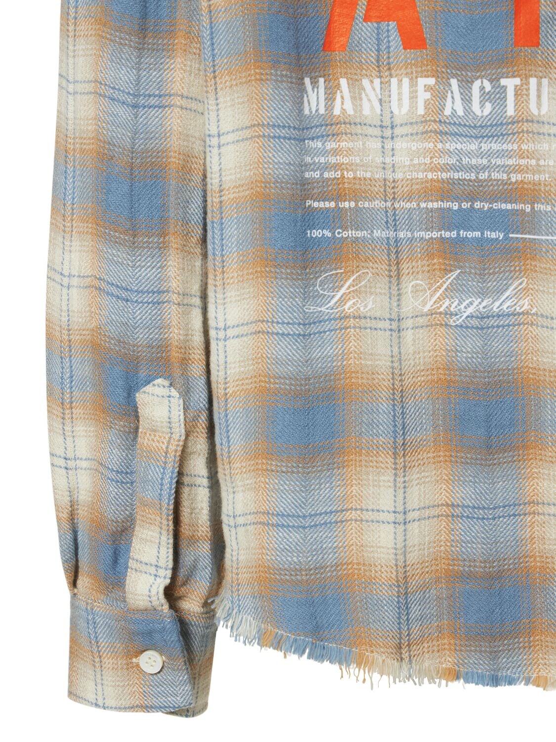 Amiri Orange Ma Vintage Stencil Plaid Shirt