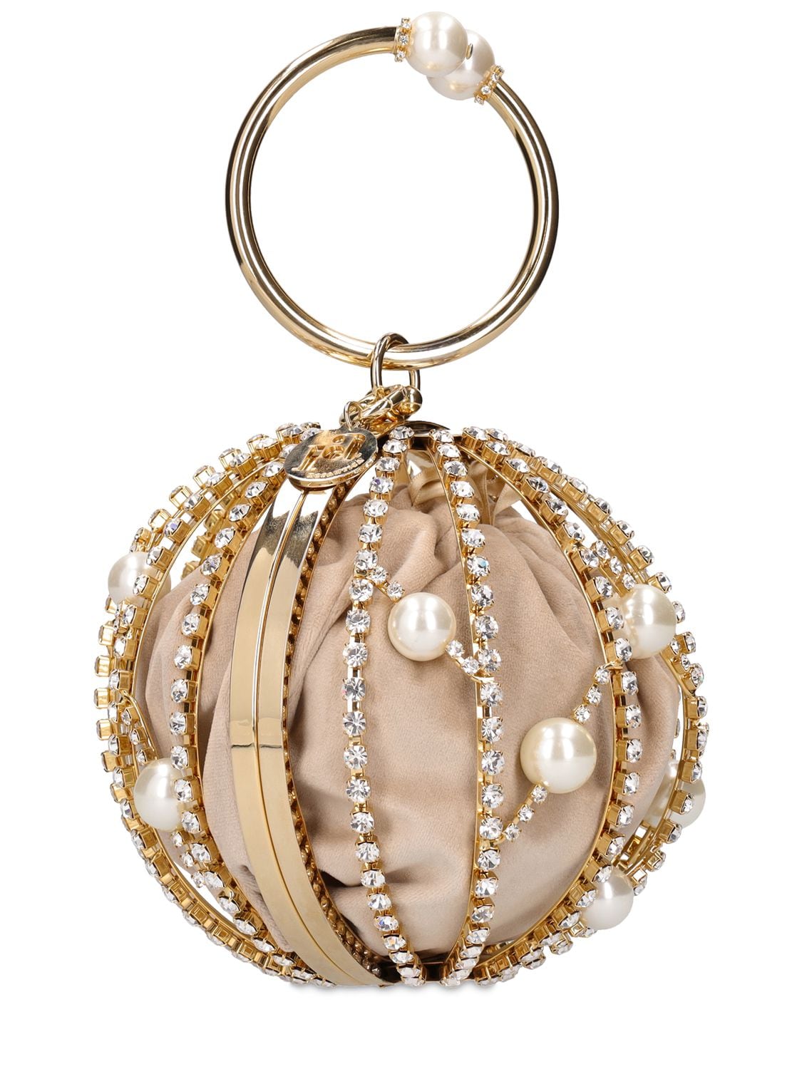 Rosantica Chloe Crystal Sphere Top Handle Bag In Gold Crystals