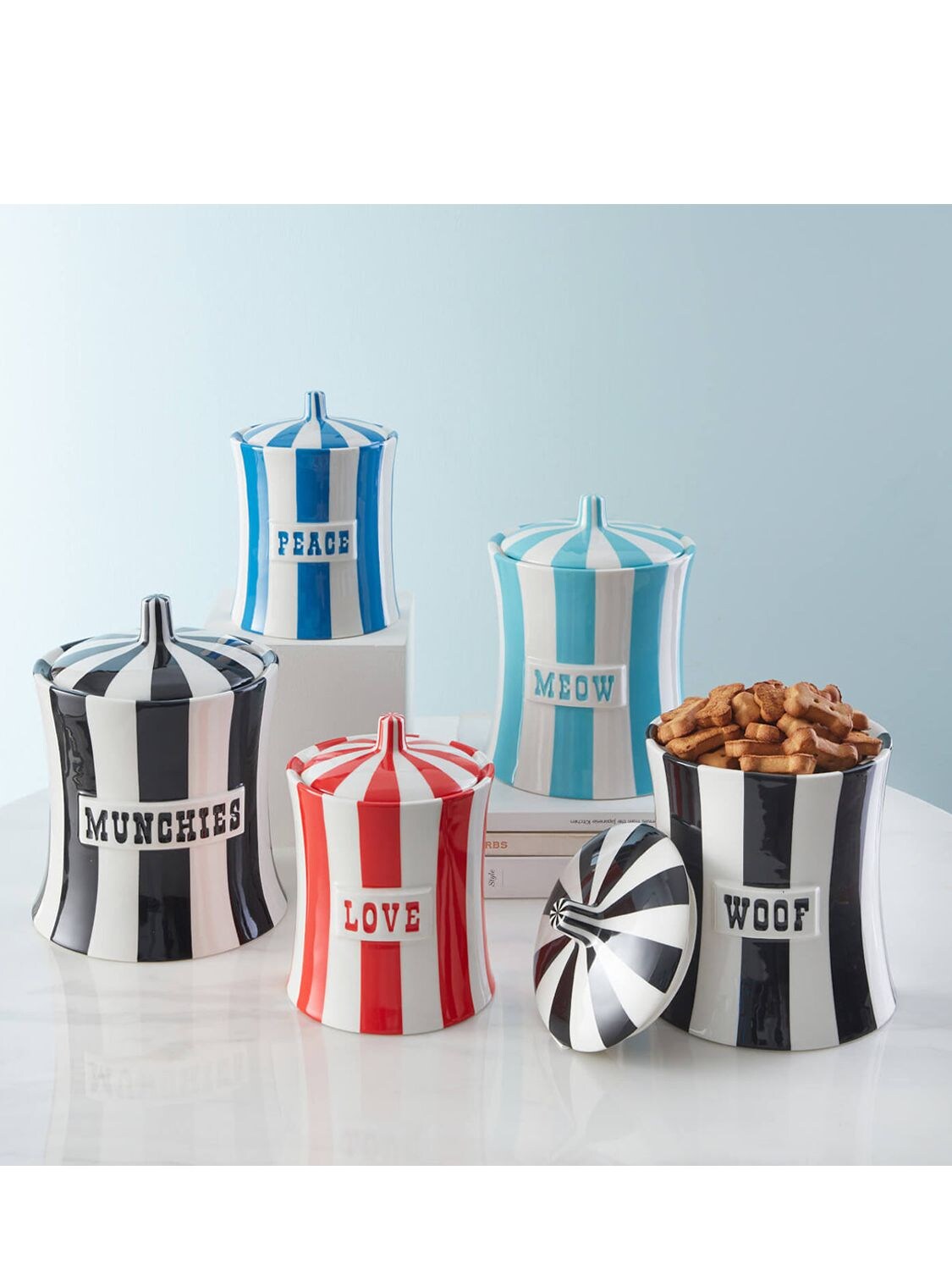 Jonathan Adler Woof Vice Cannister In Black,white
