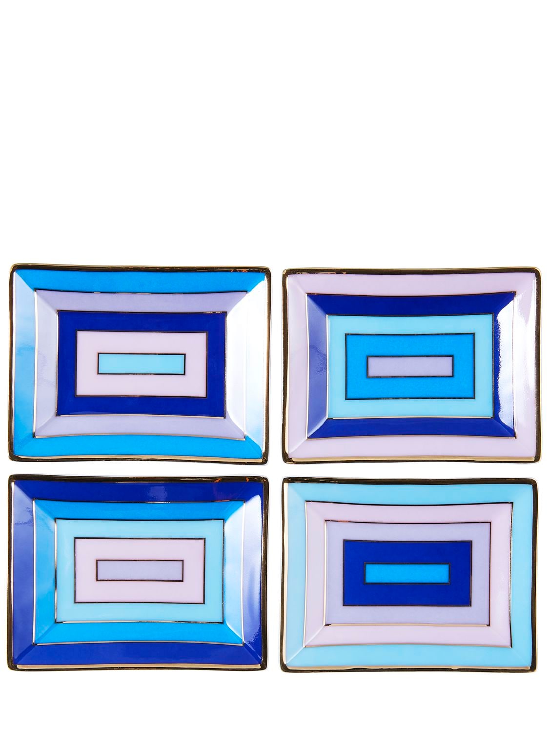 Jonathan Adler Set Of 4 Petite Scala Trays In Blue