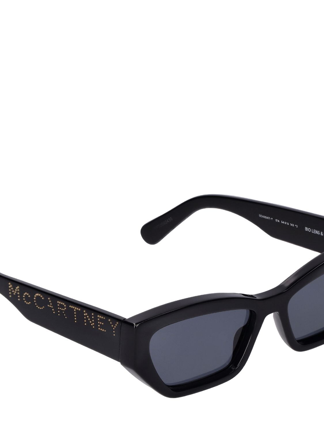 Shop Stella Mccartney Cat-eye Bio-acetate Sunglasses W/ Chain In Black,smoke