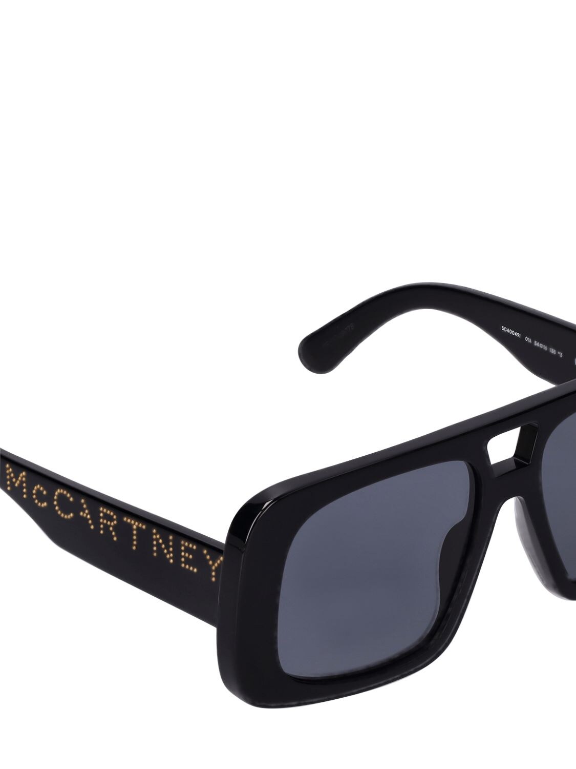 Shop Stella Mccartney Squared Pilot Bio-acetate Sunglasses In Black,smoke
