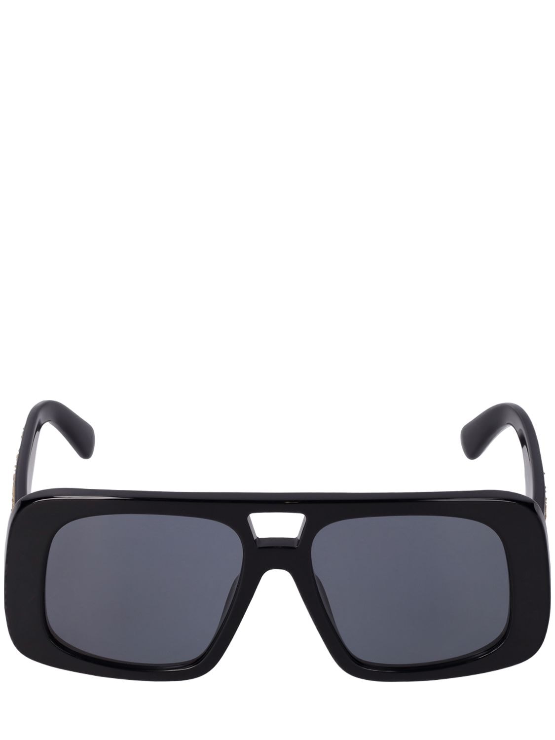 Stella Mccartney Squared Pilot Bio-acetate Sunglasses In Black,smoke