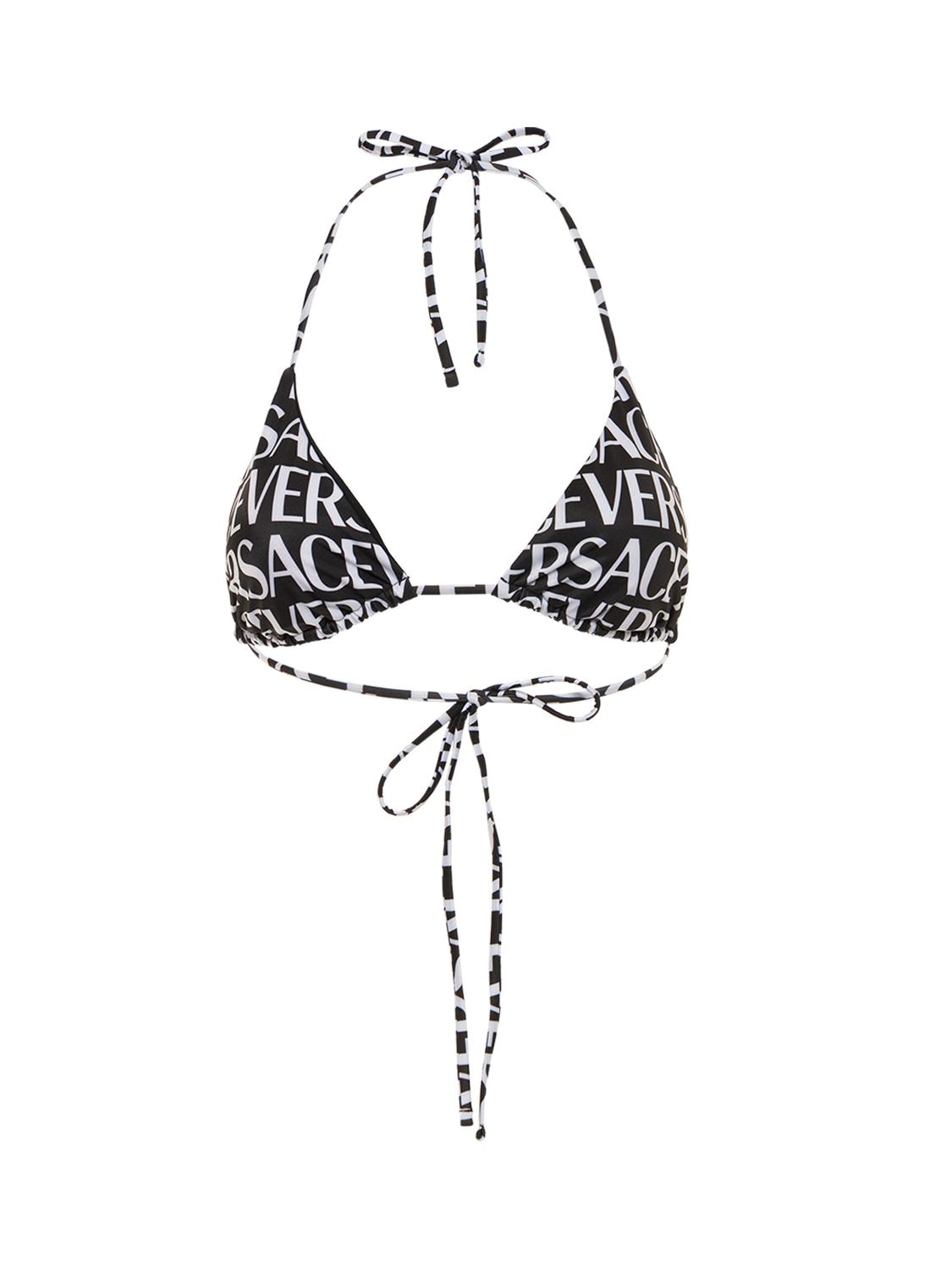 Logo Printed Jersey Triangle Bikini Top