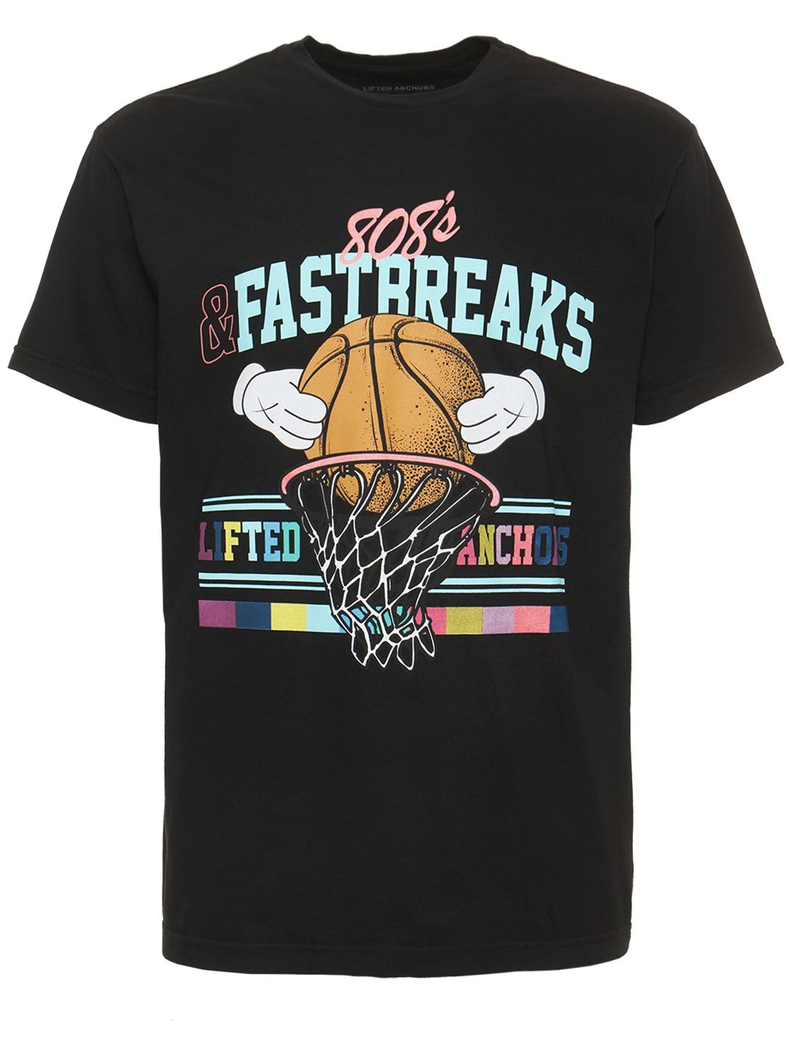 Lifted Anchors Fastbreaks Printed Cotton T-shirt In Black