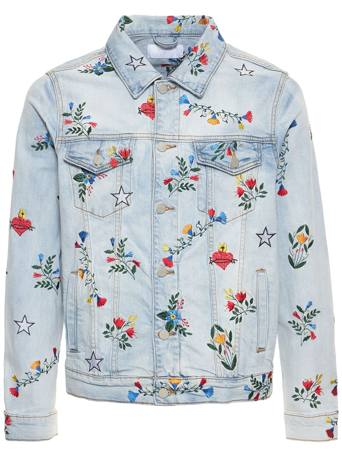 Lifted Anchors Rialto Embroidered Denim Jacket In Blue,multi