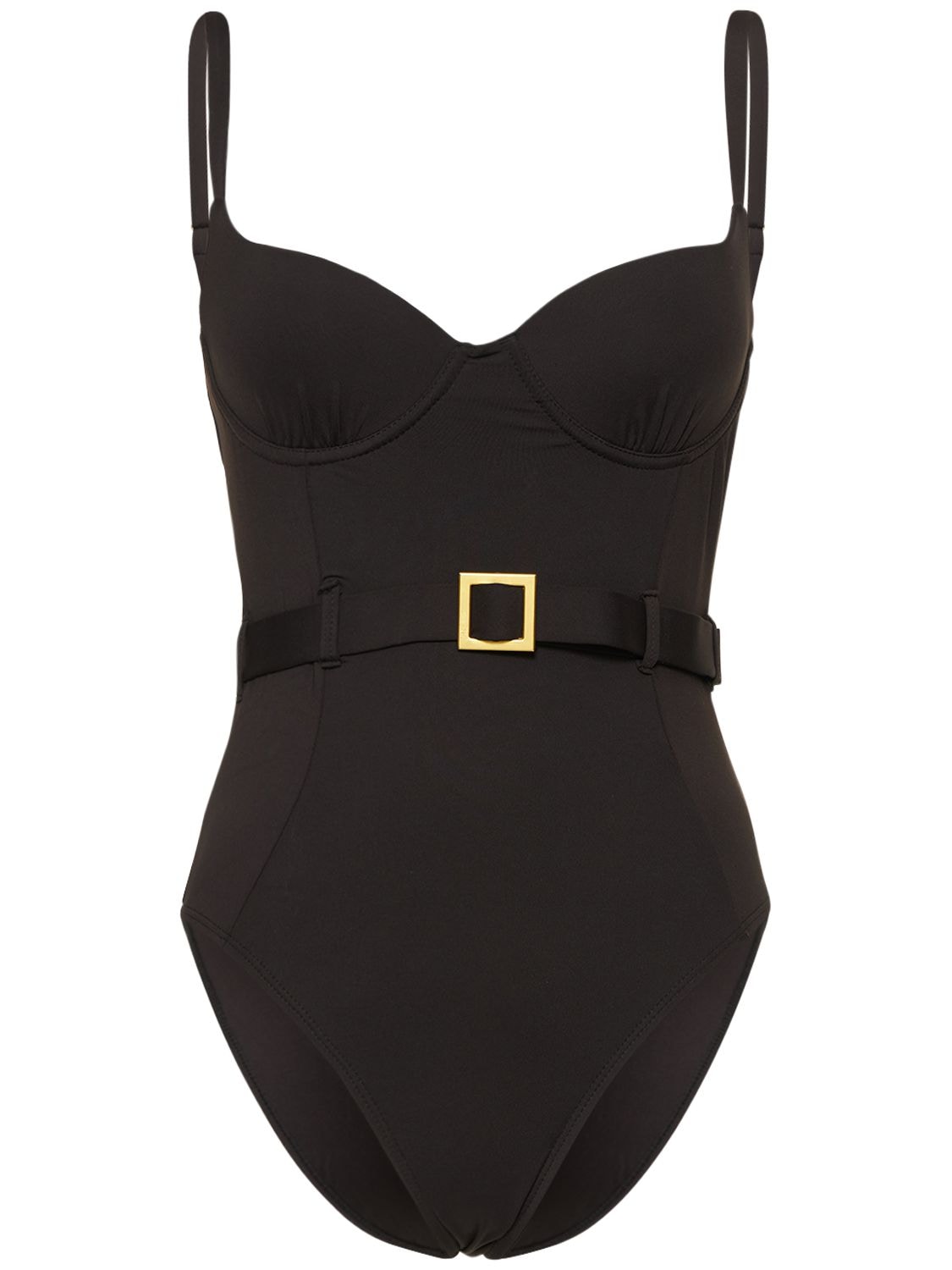 Weworewhat Danielle Underwire Belted One-piece Swimsuit In Black | ModeSens