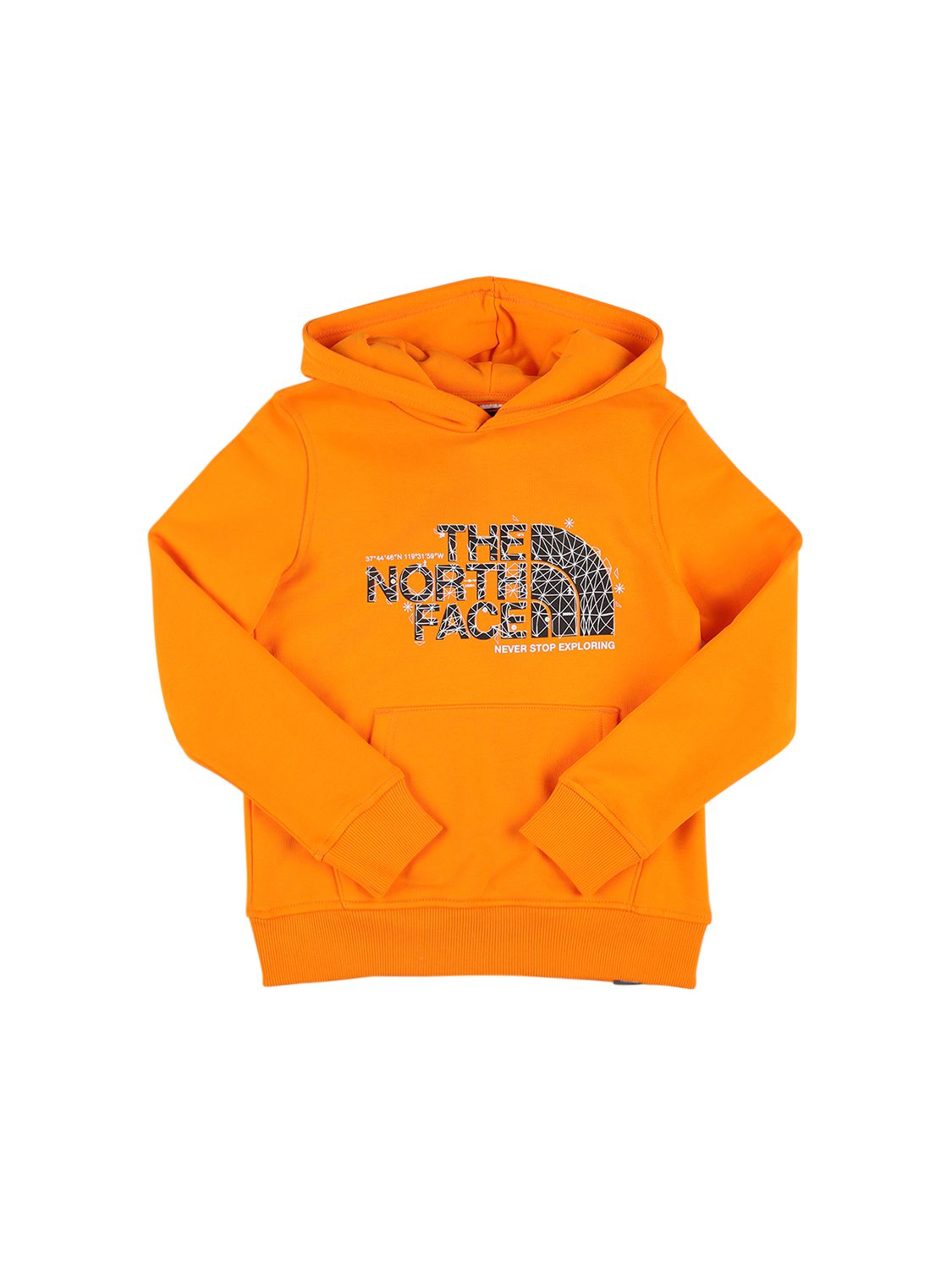The North Face Kids' Logo Print Cotton Hoodie In Orange ModeSens