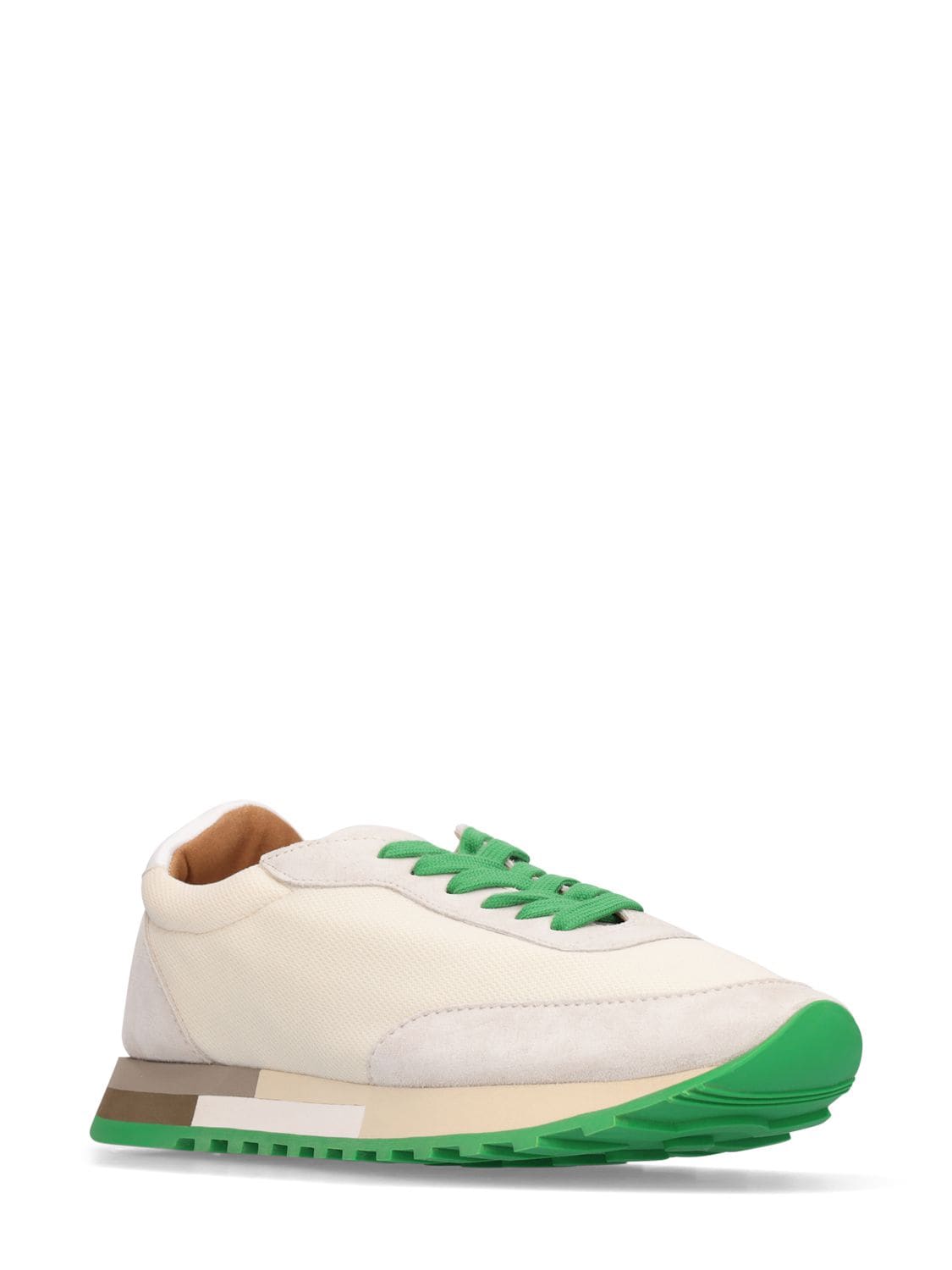 Shop The Row 20mm Owen Leather & Mesh Sneakers In Ivory,green