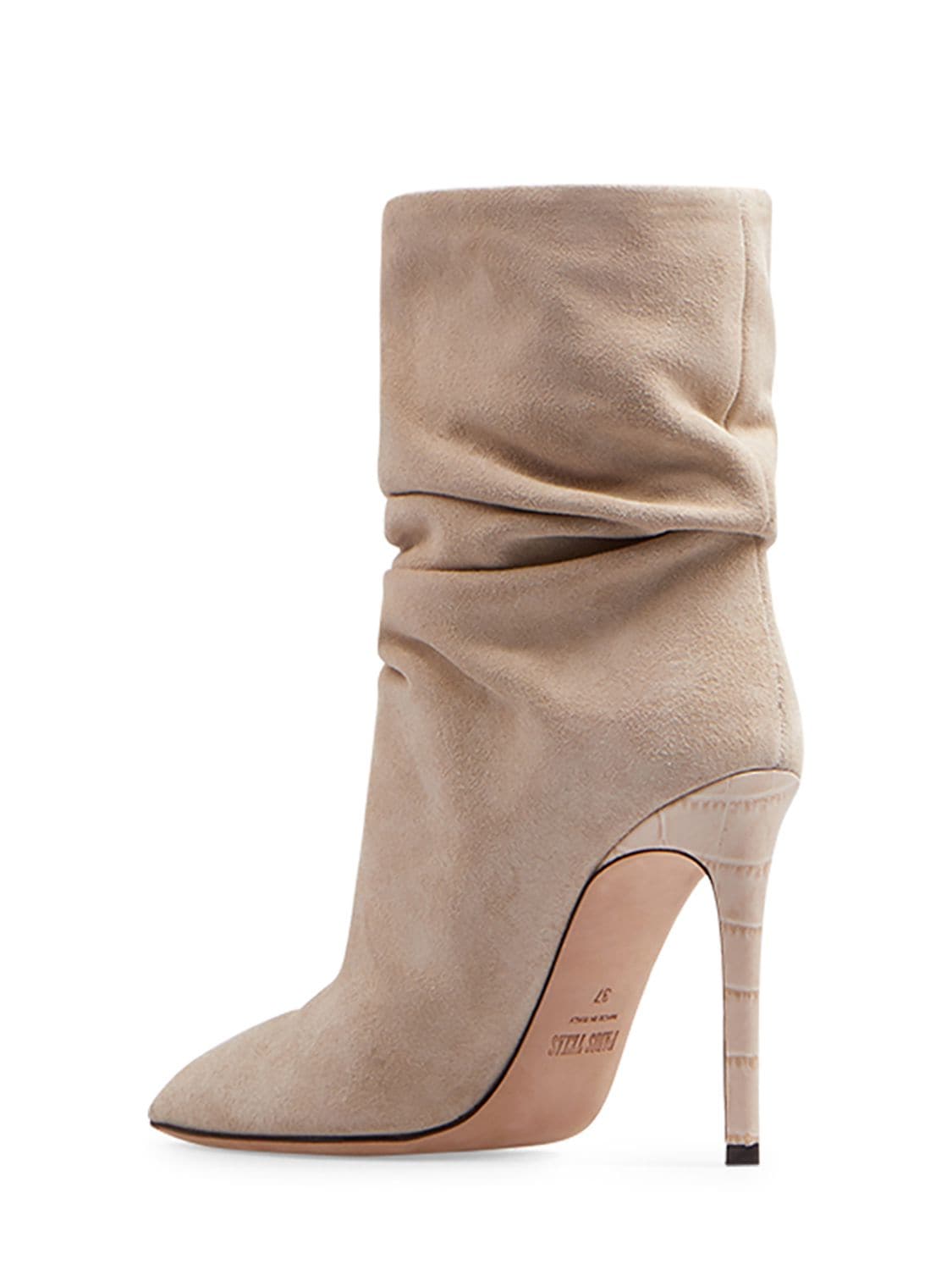 Shop Paris Texas 105mm Slouchy Suede Ankle Boots In Cream