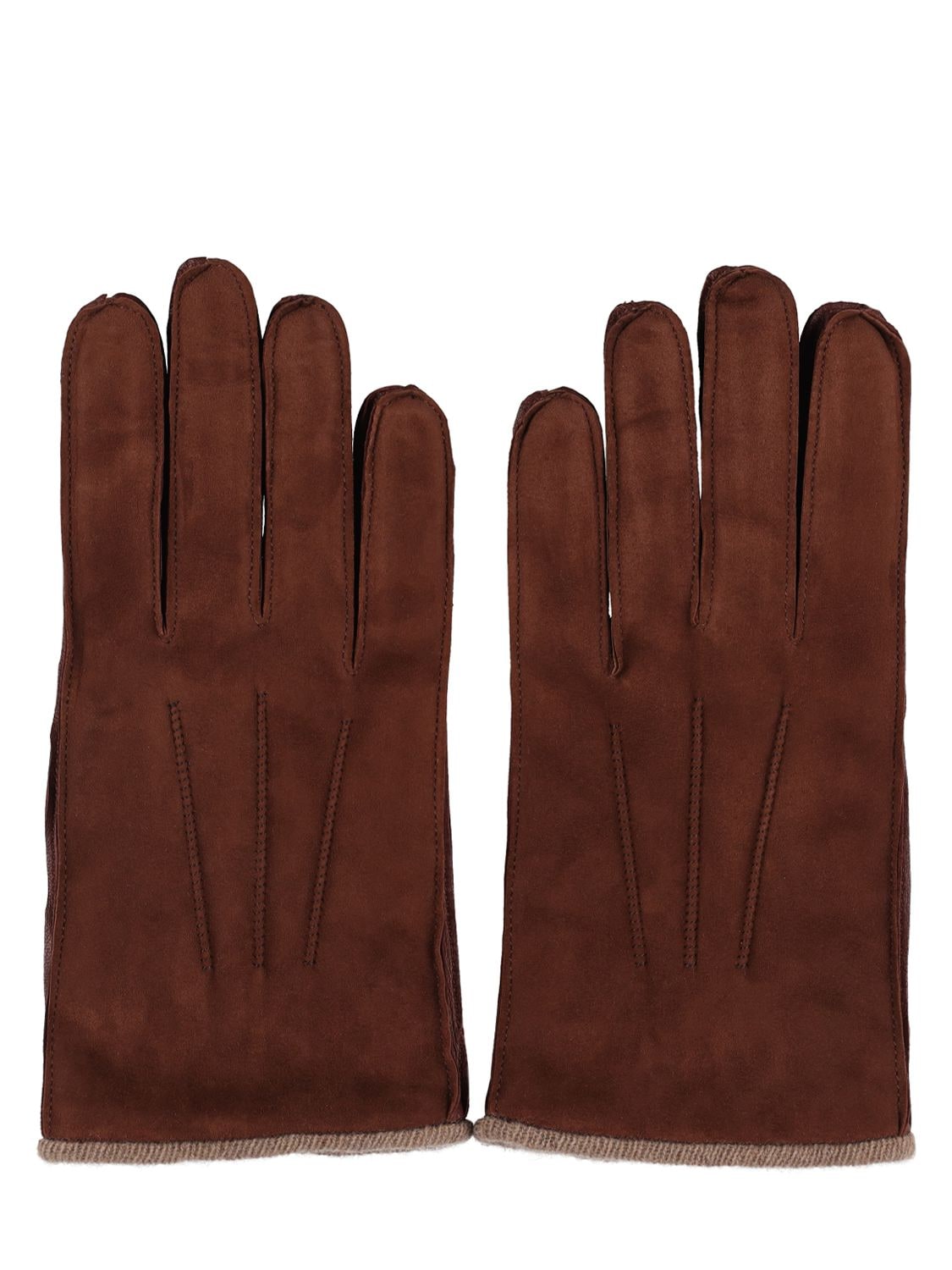 Mario Portolano Suede Gloves In Brown