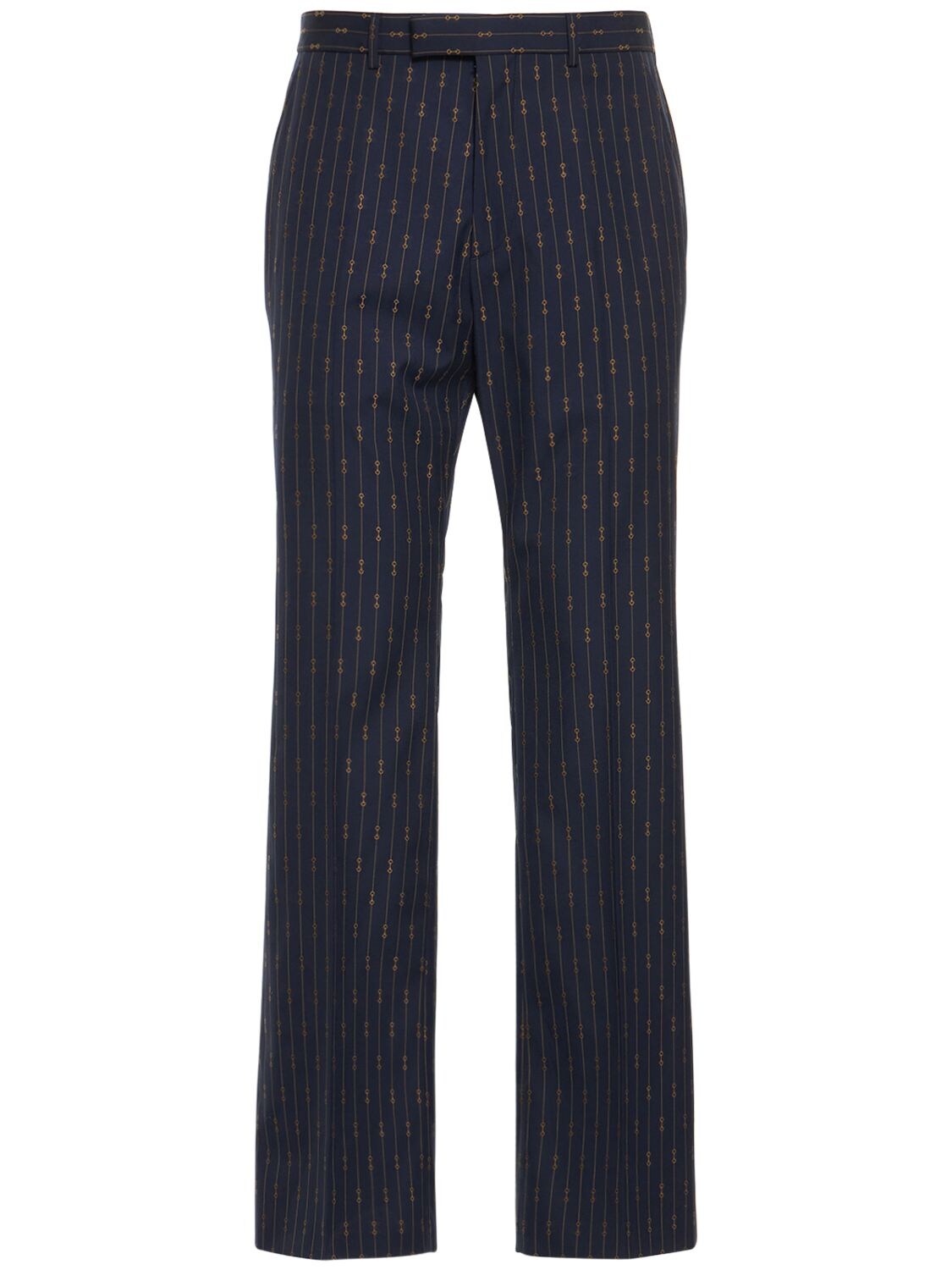 Gucci Horsebit-pinstriped Wool-twill Suit Trousers In Blue