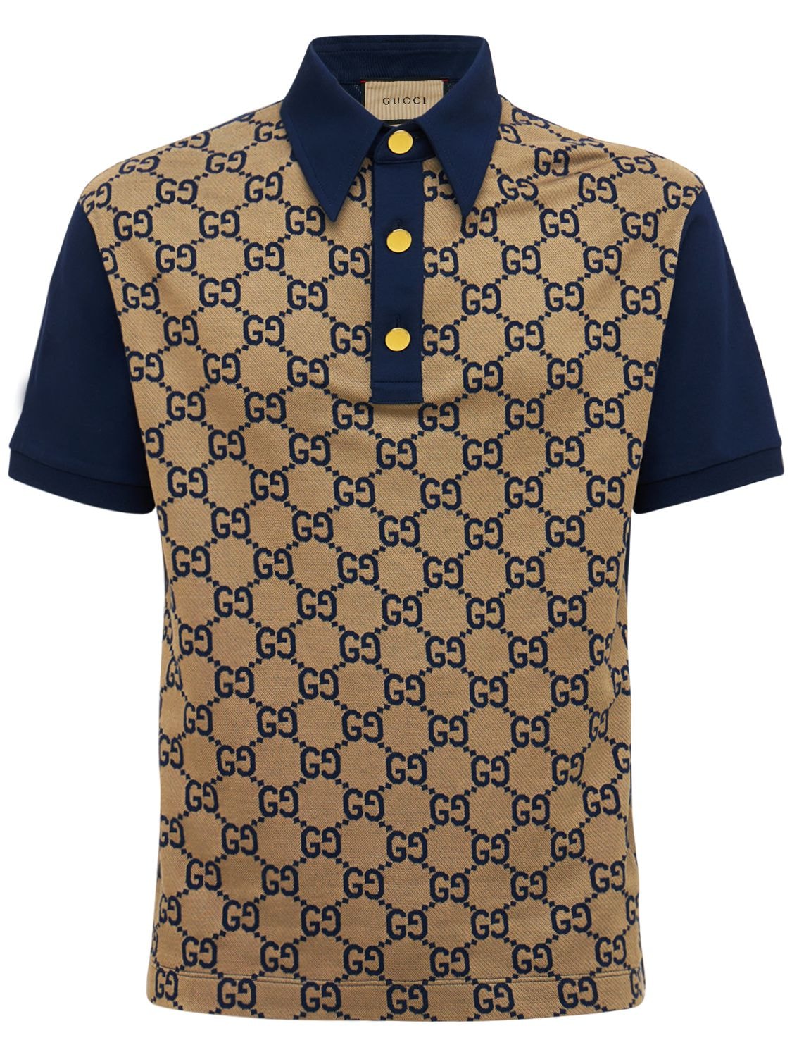 Gucci - Maxi gg silk & cotton polo shirt - Beige/Blue | Luisaviaroma