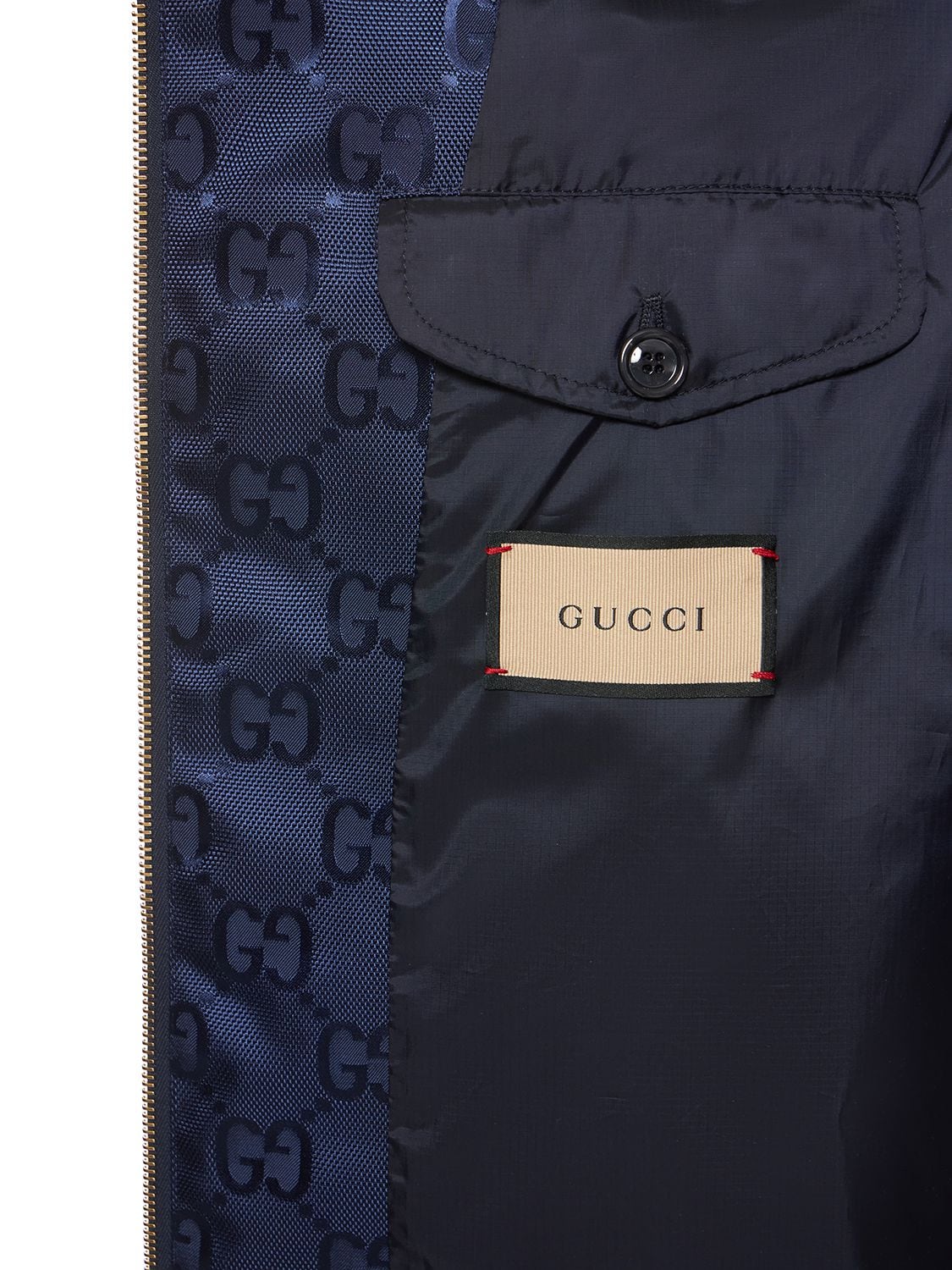 Shop Gucci Tech Bomber Jacket W/ Leather Details In Tide