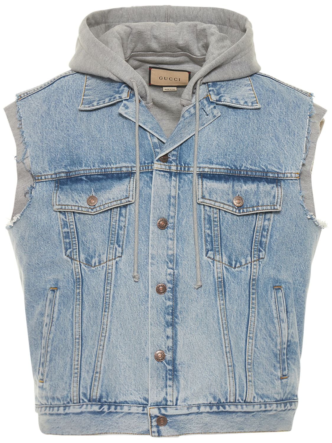 GUCCI Monogram-Panelled Denim Gilet for Men