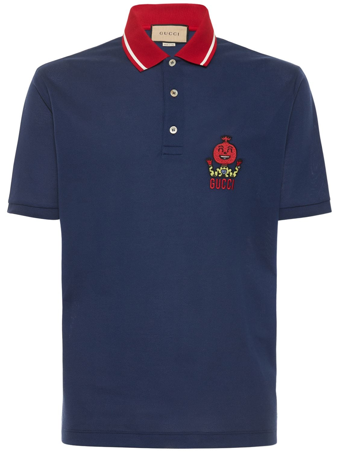 Gucci Cotton Polo Shirt In Ink,red | ModeSens