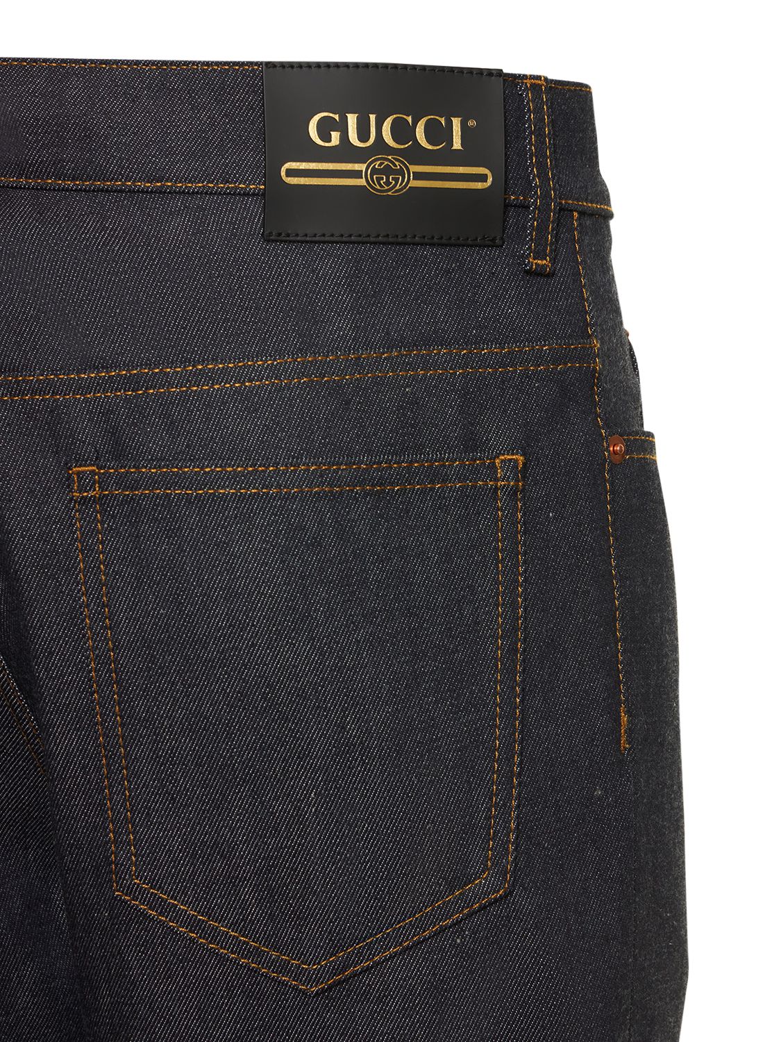 Shop Gucci Cotton Denim Jeans In Dark Blue